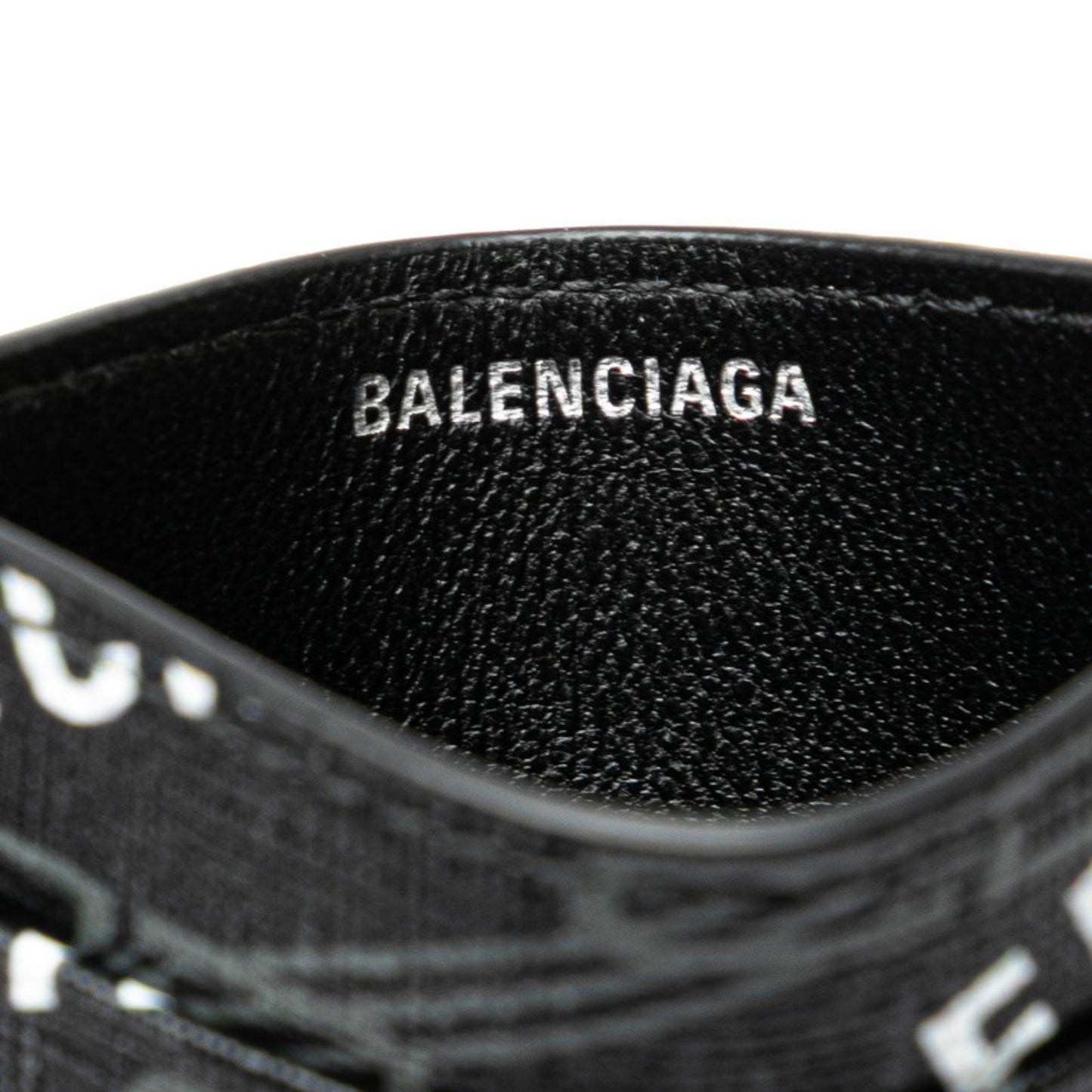 Balenciaga Logo Card Case/Pass Case 594309 Black/White Pvc