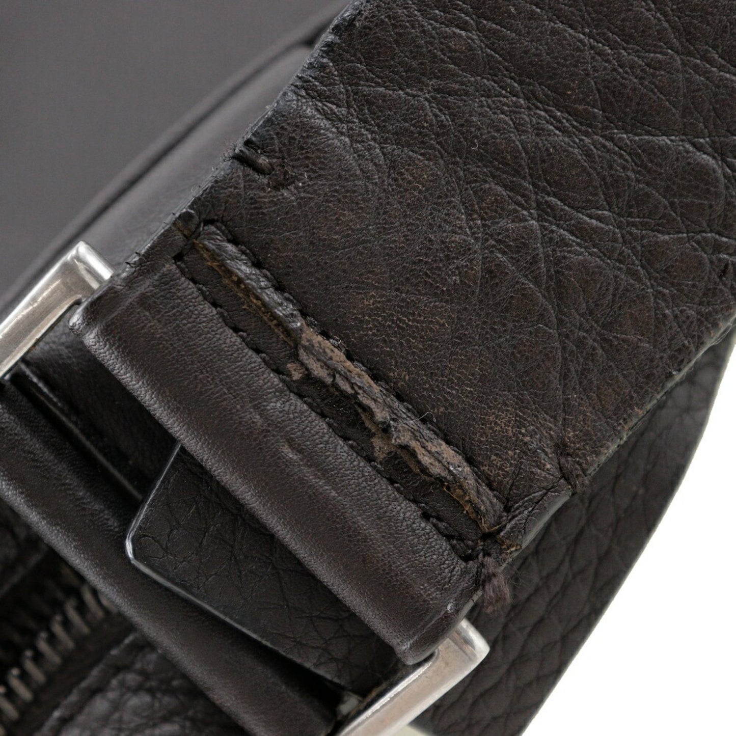 Prada Bag Shoulder Calf Brown Belt Clasp Messenger