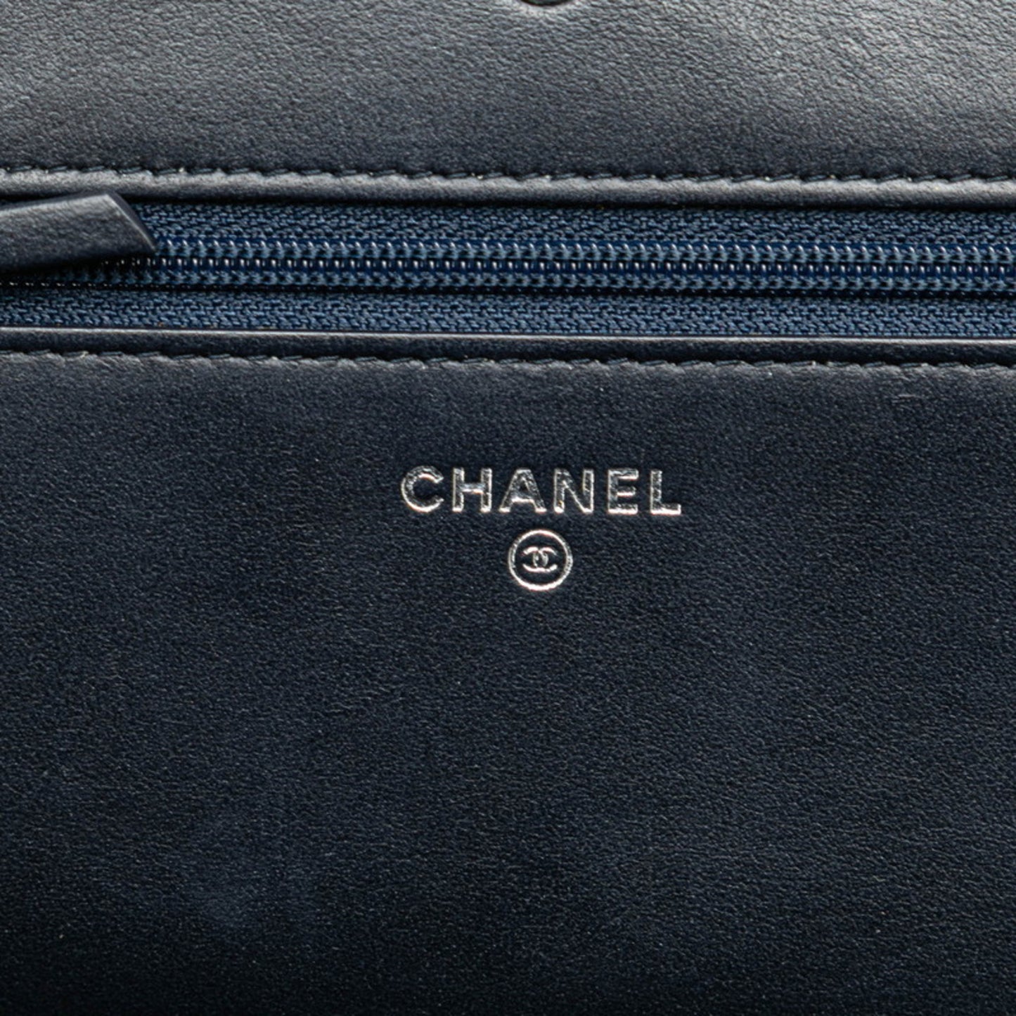 Chanel Deauville Chain Wallet A80795 Navy White Denim Leather