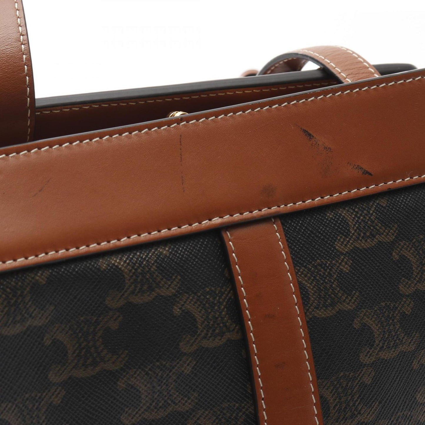 Celine Teen Cabadoux France Triomphe Shoulder Bag Coated Canvas Leather