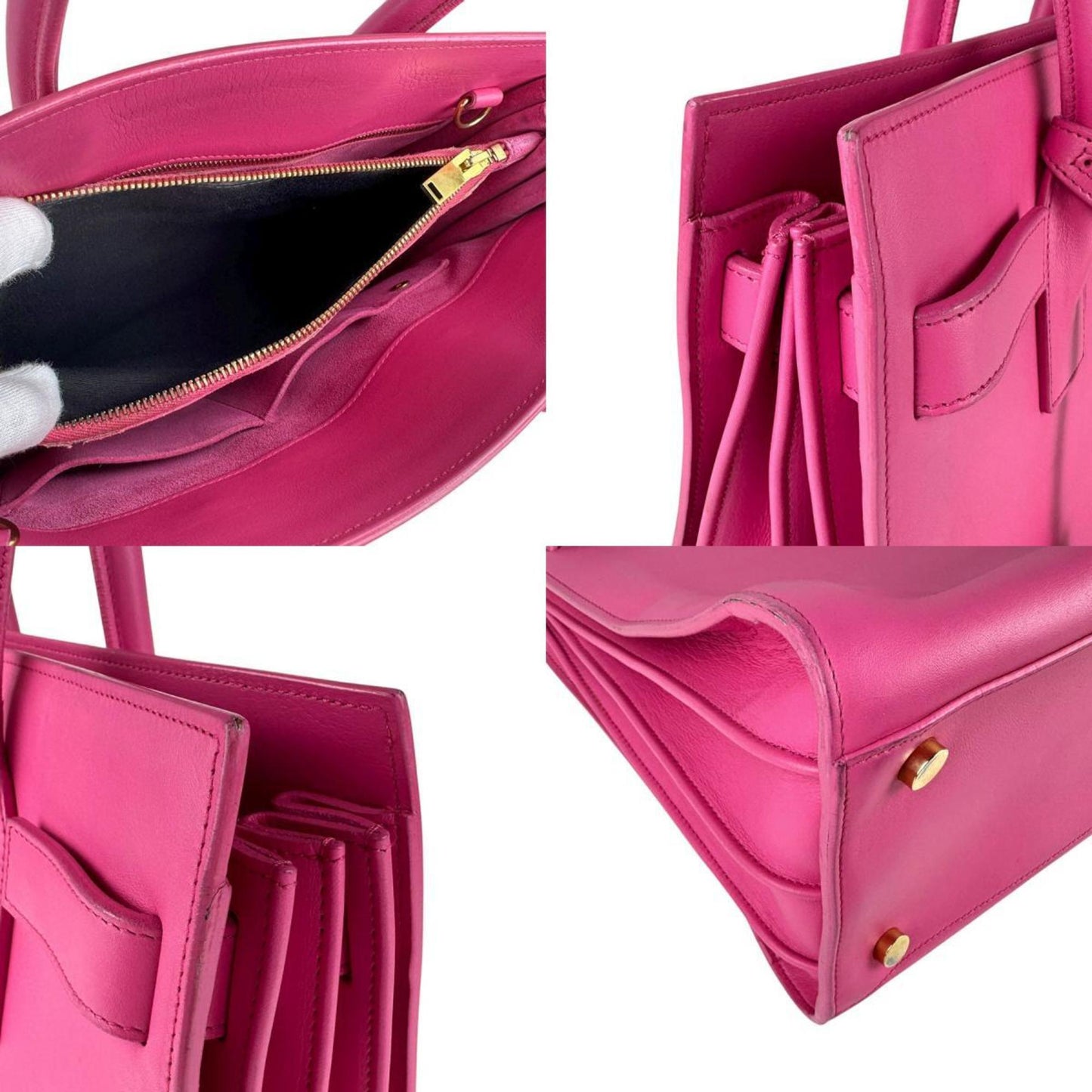 Saint Laurent Sac De Jour Handbag/Shoulder Bag In Pink Gold Leather