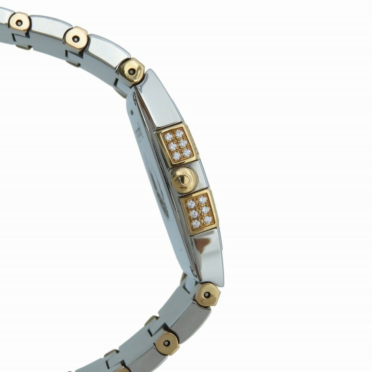 Omega Constellation Quadrella 1286.75 Quartz Watch Ss/Diamond/Pink Gold White Shell 0219Omega