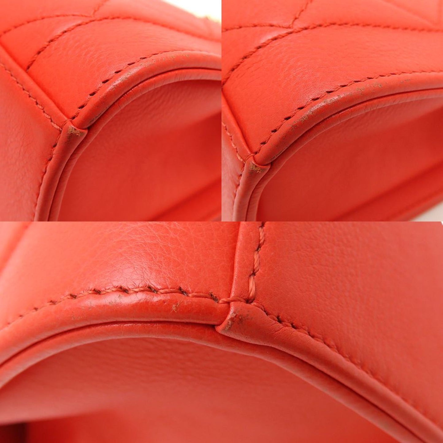 Chanel A93701 Shoulder Bag Matelasse Click Label Single Flap Calf Orange 352531