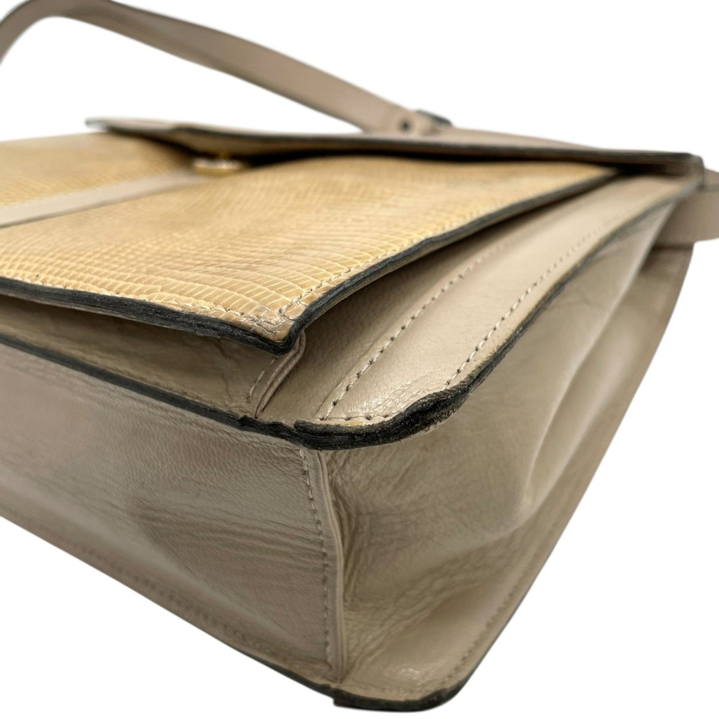 Vintage Yves Saint Laurent Shoulder Bag In Beige And Grey Leather With Gold Hardware