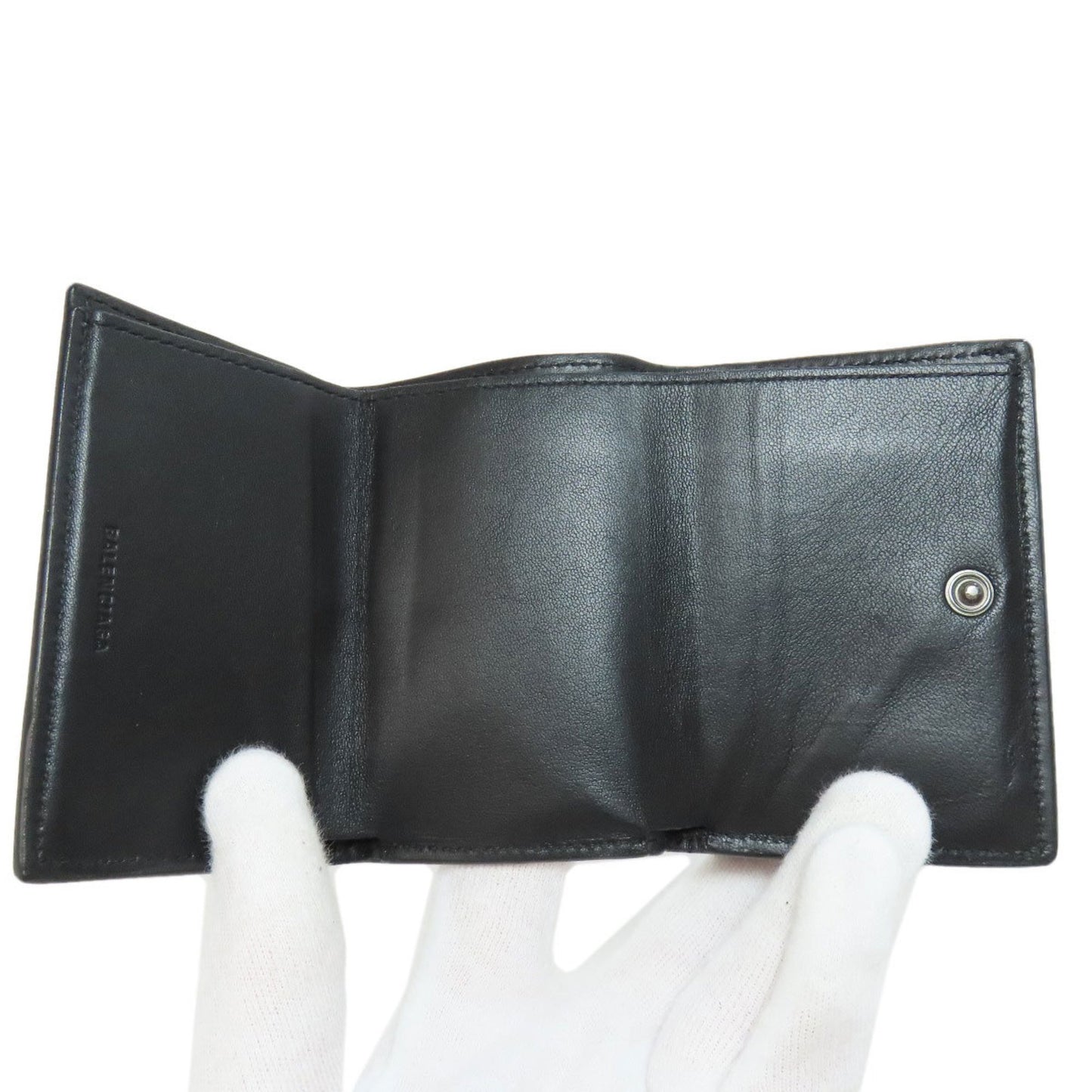 Balenciaga Tri-Fold Wallet Embossed Bi-Fold Leather