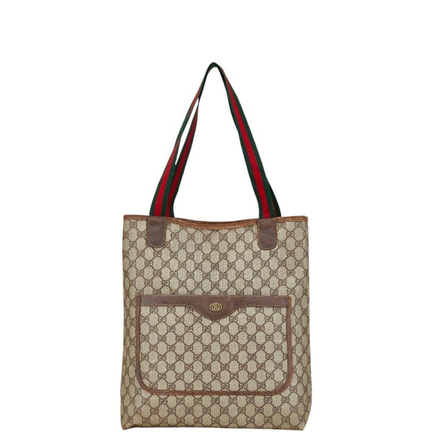 Gucci Old Gg Supreme Sherry Line Tote Bag 39.02.003 Beige Brown Pvc Leather