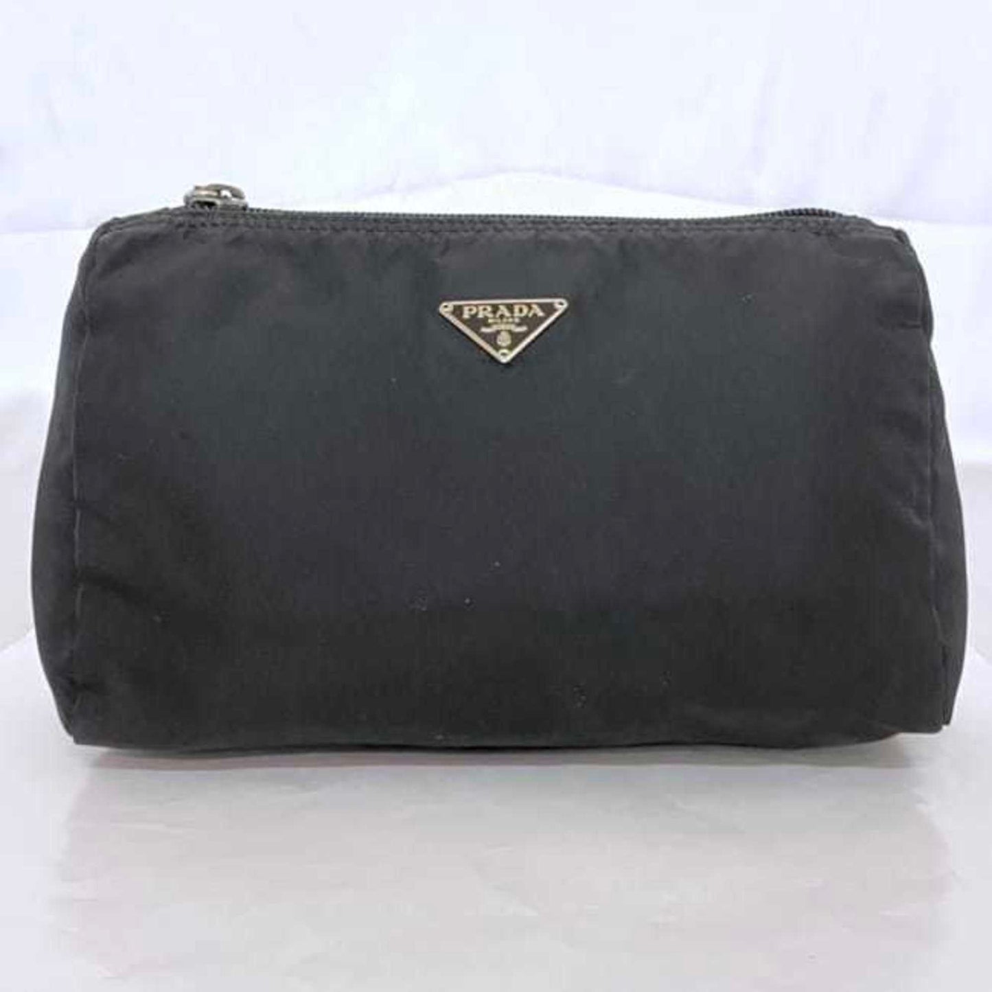 Prada Pouch Ec-22538 Black Nero Vela Mv11 Nylon 85 Prada Triangle Plate