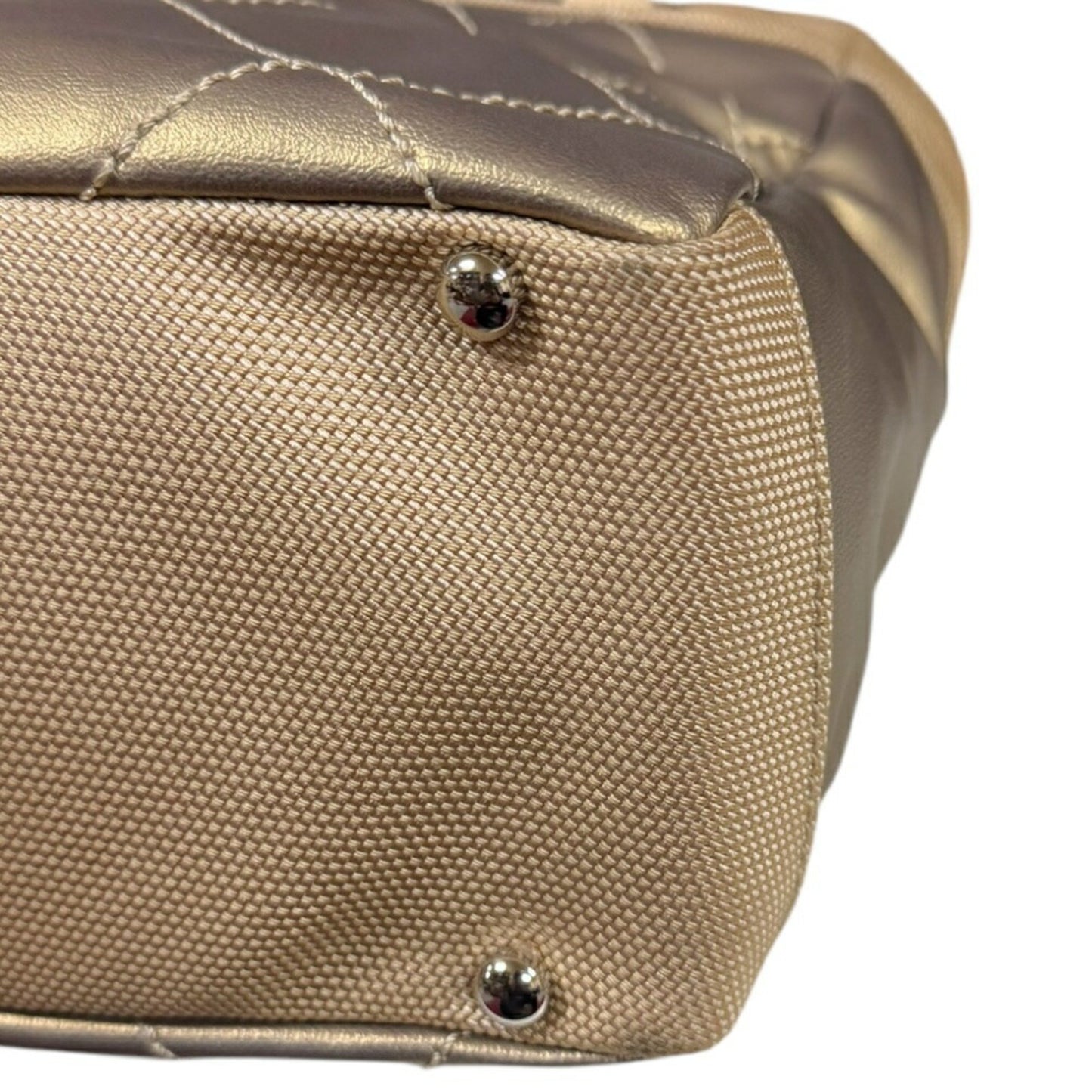 Chanel Paris Biarritz Pm Handbag Coated Canvas A34208 Gold