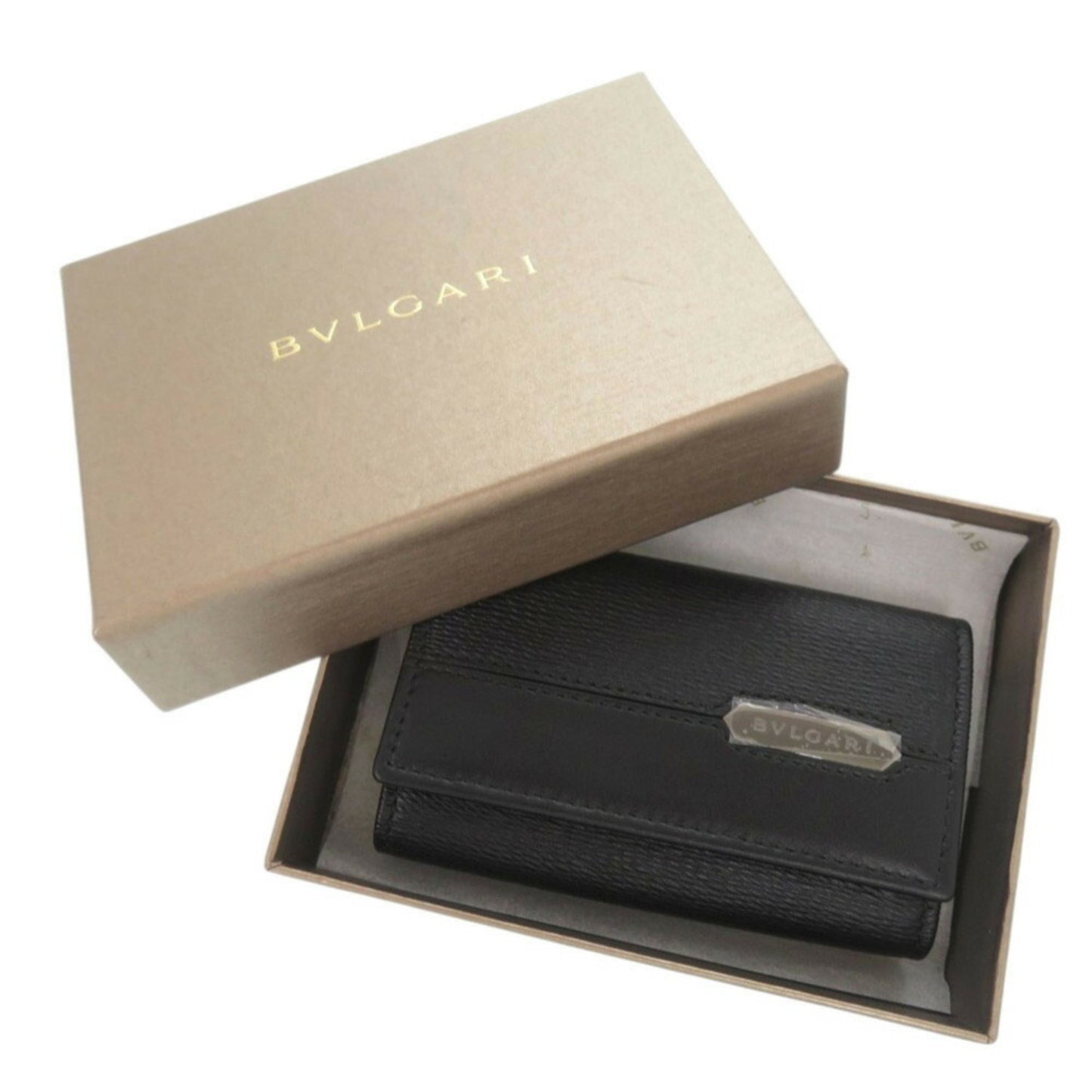 Unused Bvlgari Serpenti Scalie Man Leather Black Key Case