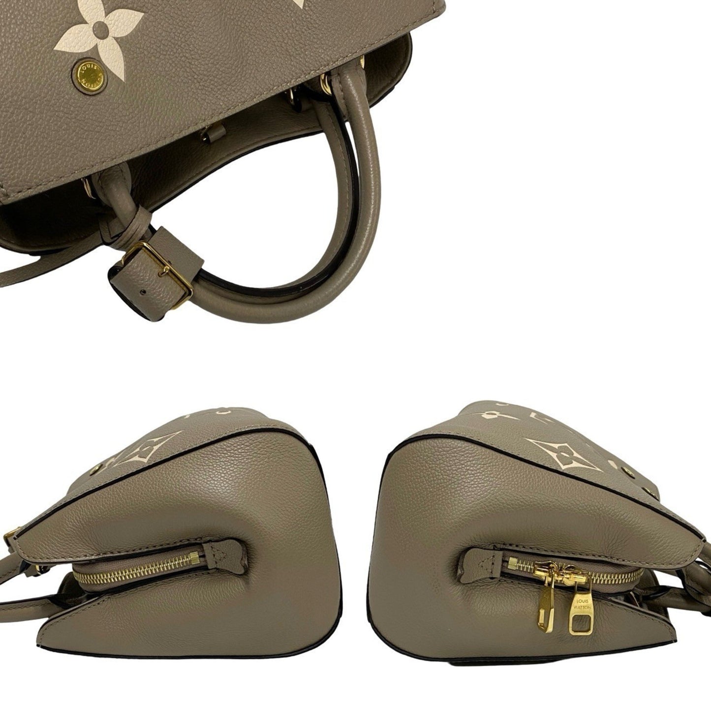 Louis Vuitton Monogram Empreinte Louis Vuitton Montaigne Bb Leather Handbag Tote Bag Beige 90824