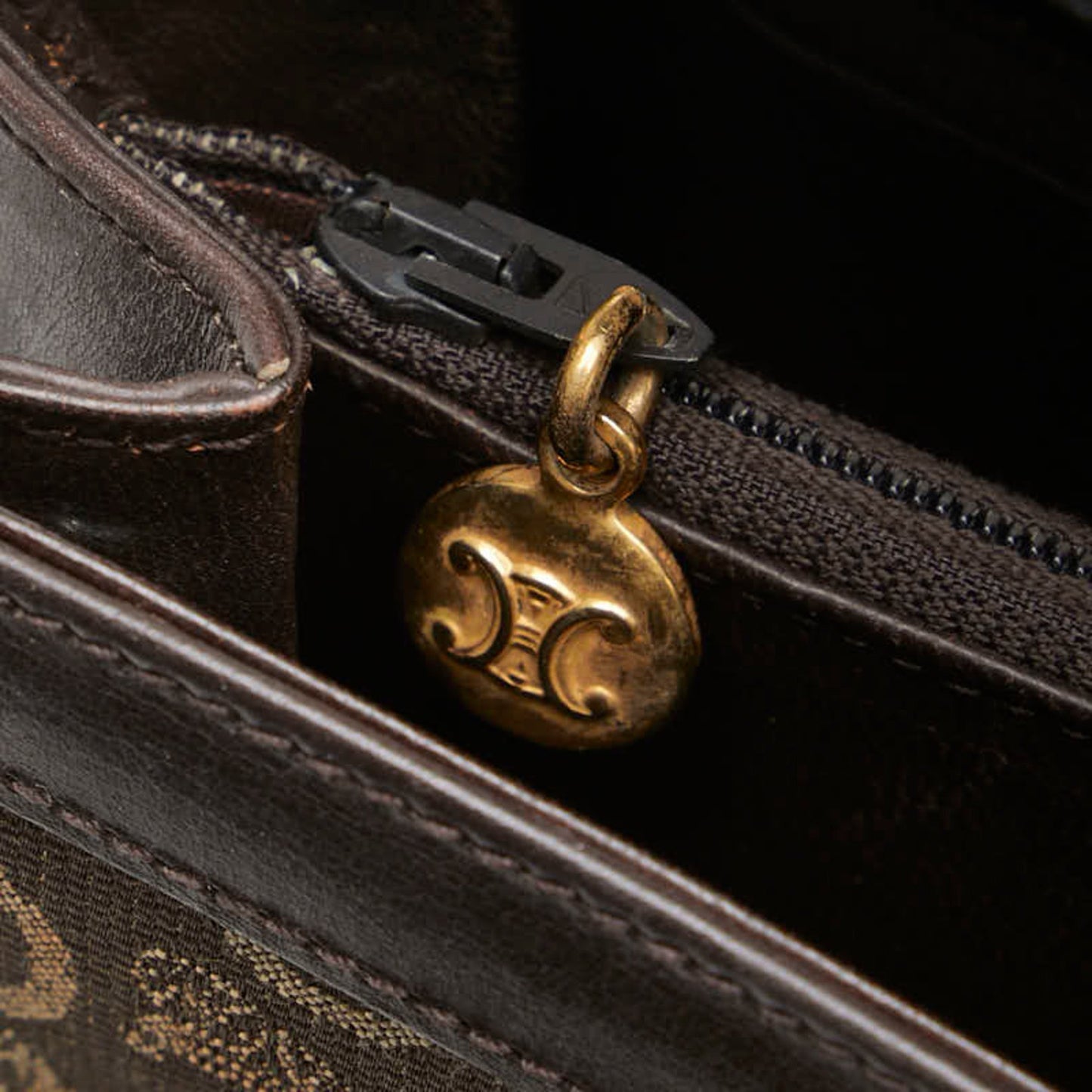Celine C Macadam Carriage Hardware Clutch Bag In Brown Canvas