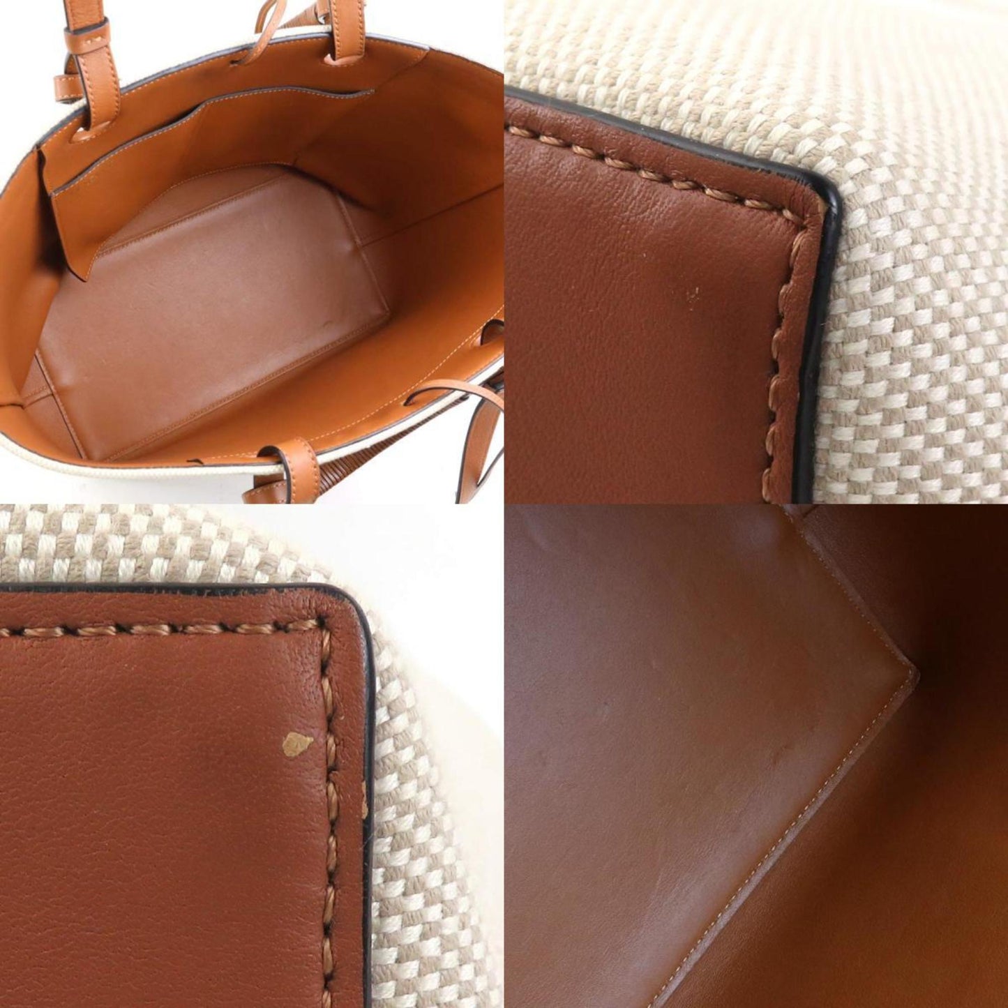 Loewe Handbag Shoulder Bag Anagram Canvas Leather Beige Brown