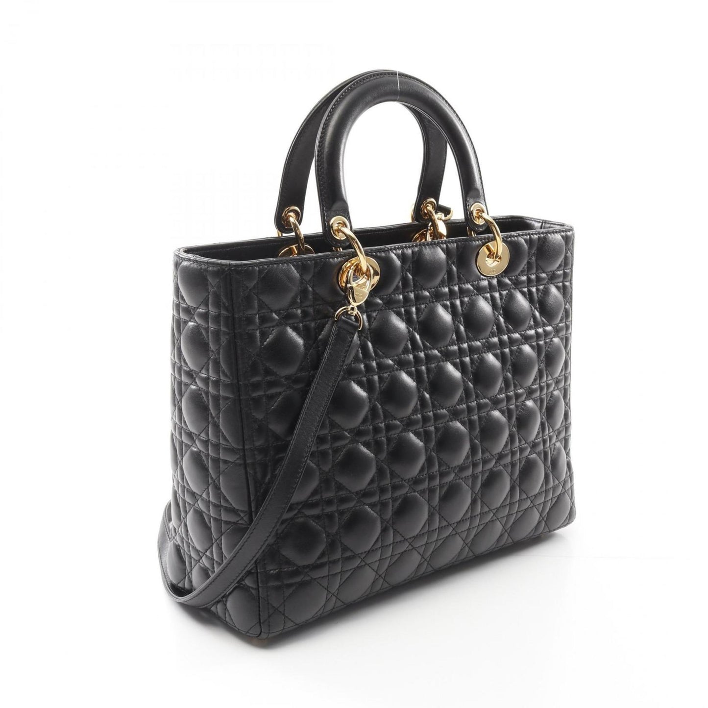 Christian Dior Dior Lady Large Cannage Handbag Leather