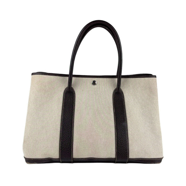 Hermes Herms Garden Pm 36 Toile H Buffle Maroon Handbag
