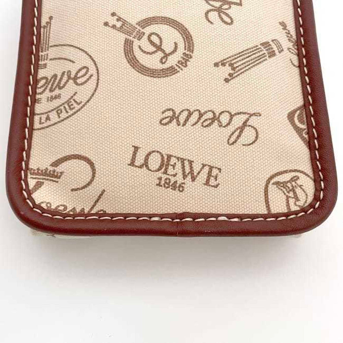 Loewe Shoulder Bag Ec-23670 Beige Brown Anagram 160Th Anniversary Canvas Leather Suede 290606 Loewe