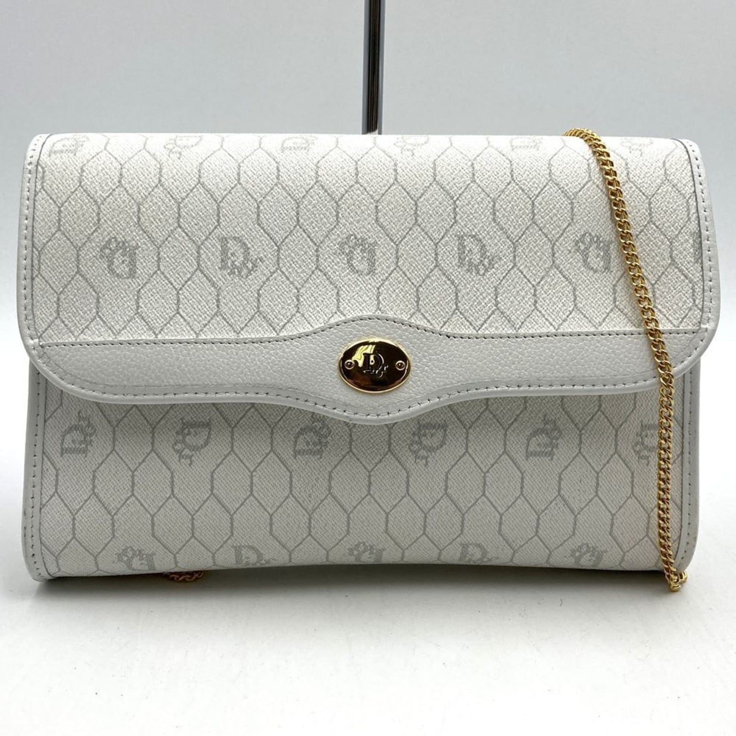 Christian Dior Dior Christian Honeycomb Shoulder Bag White Leather