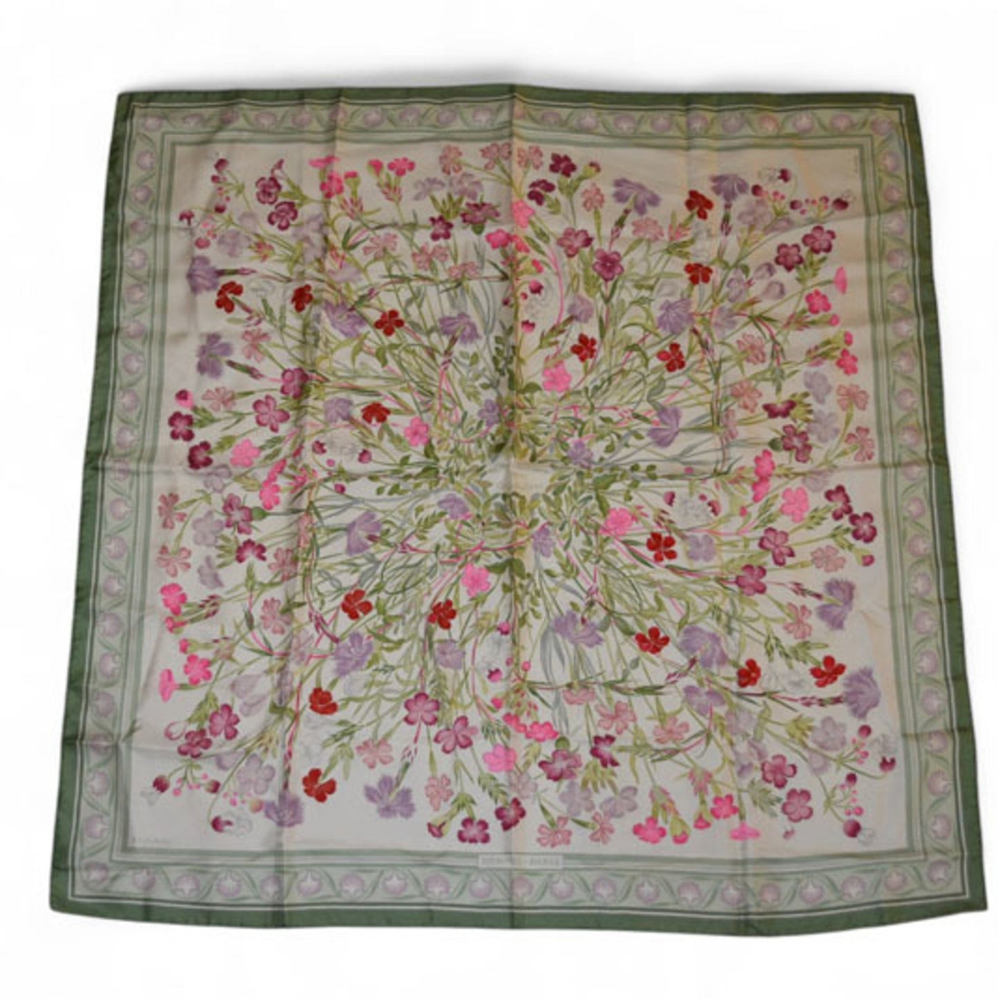 Hermes Scarf Muffler Hermes Carre 90 Silk Twill Oeilletssauvagesetautrescaryophyllees Wild