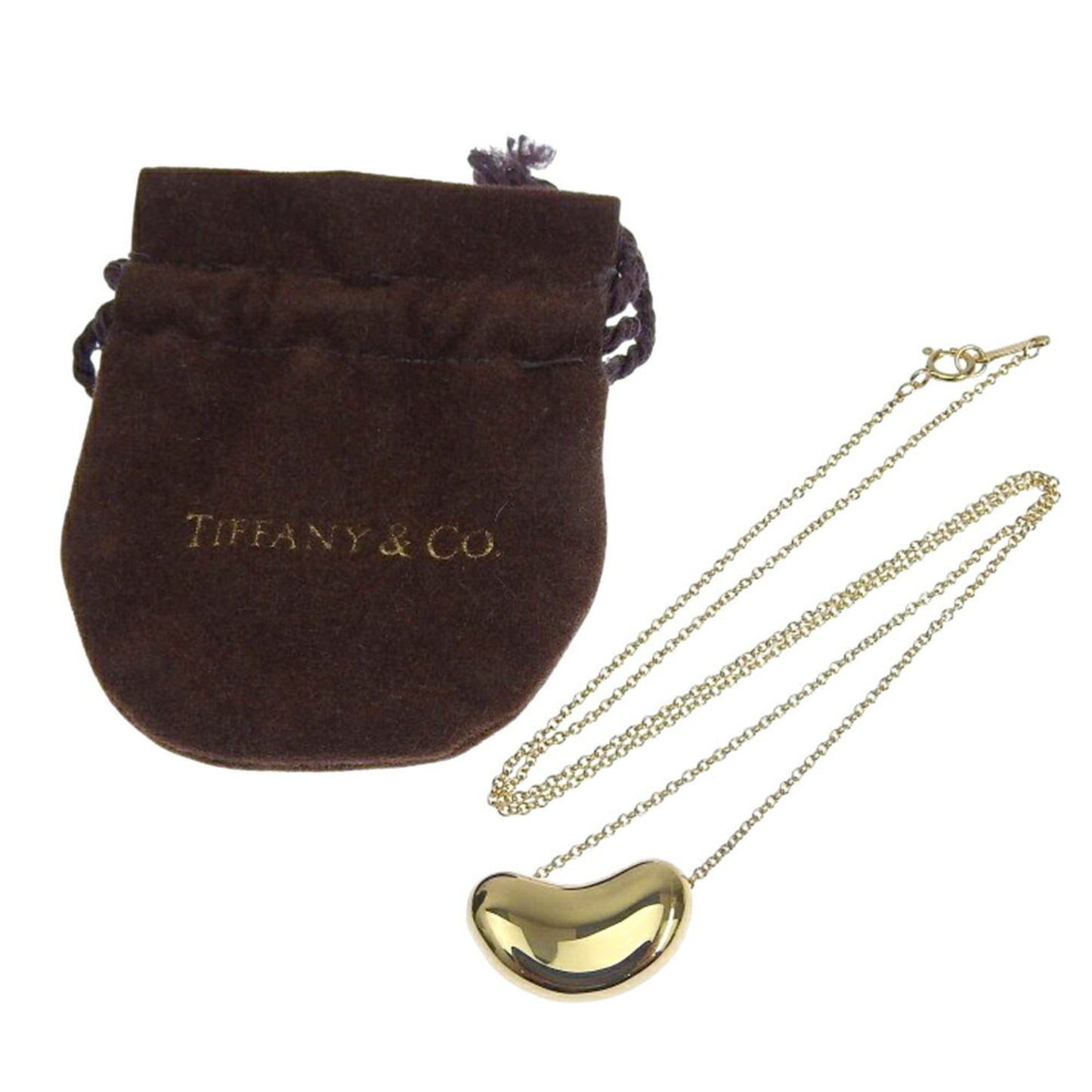 Like New Tiffany & Co. 6.5G Bean Necklace In 18K Yellow Gold