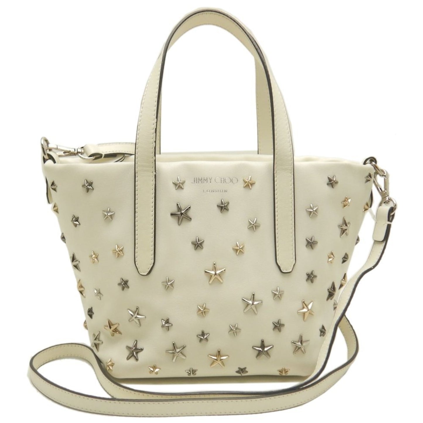 Jimmy Choo Mini Sarah Star Stud Handbag In White Leather