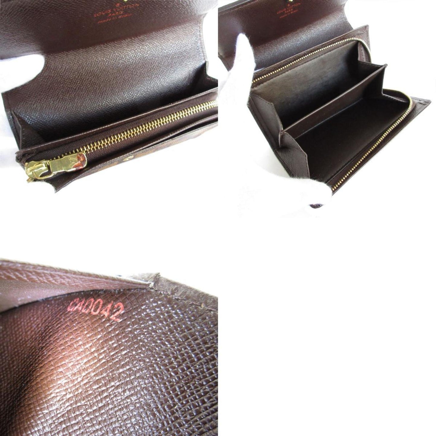 Louis Vuitton Louis Vuitton Bi-Fold Wallet Damier Portefeuille Tresor Canvas Brown Gold