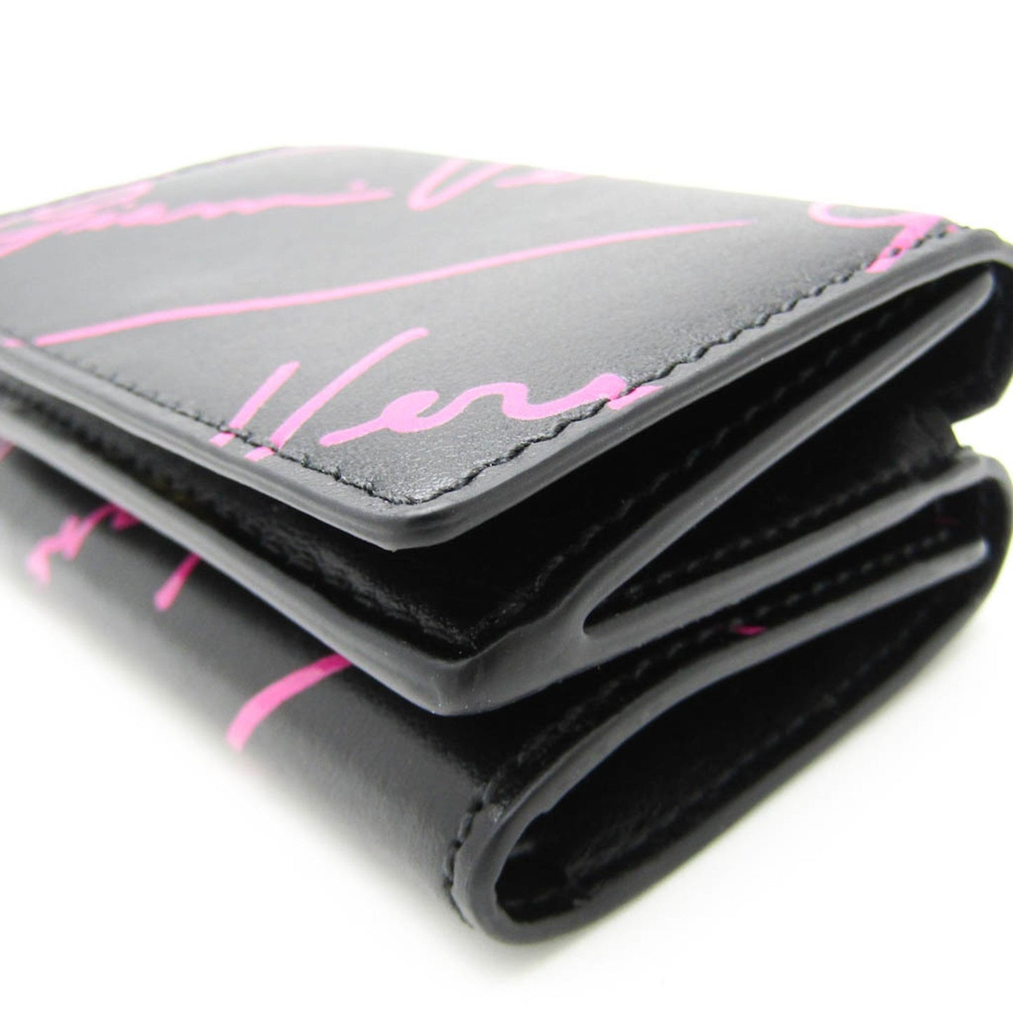 Versace All-Over Pattern Women'S Leather Wallet (Tri-Fold) Black