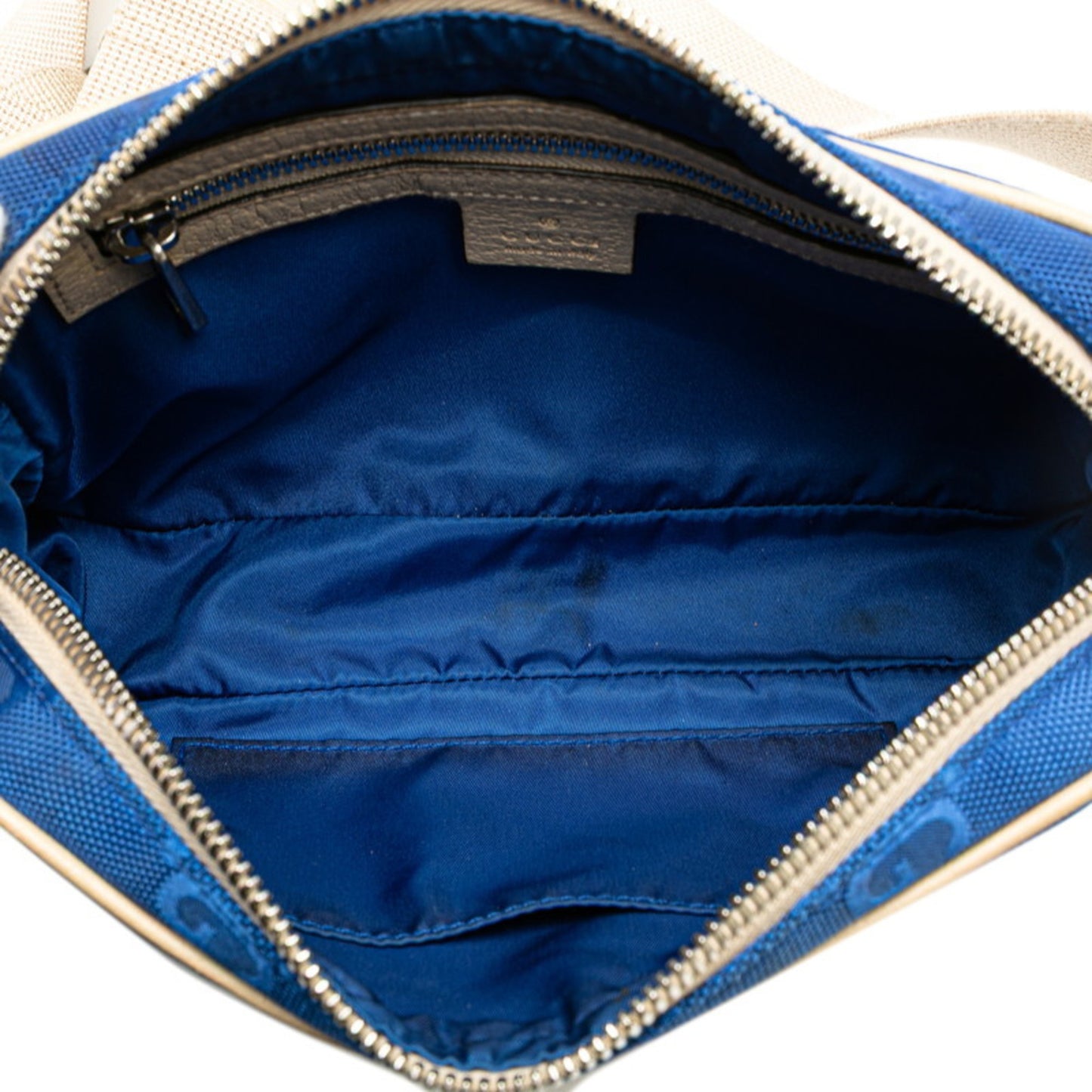 Gucci Gg Nylon Of The Grid Body Bag/Waist Bag 631341 Blue/Beige Nylon/Leather