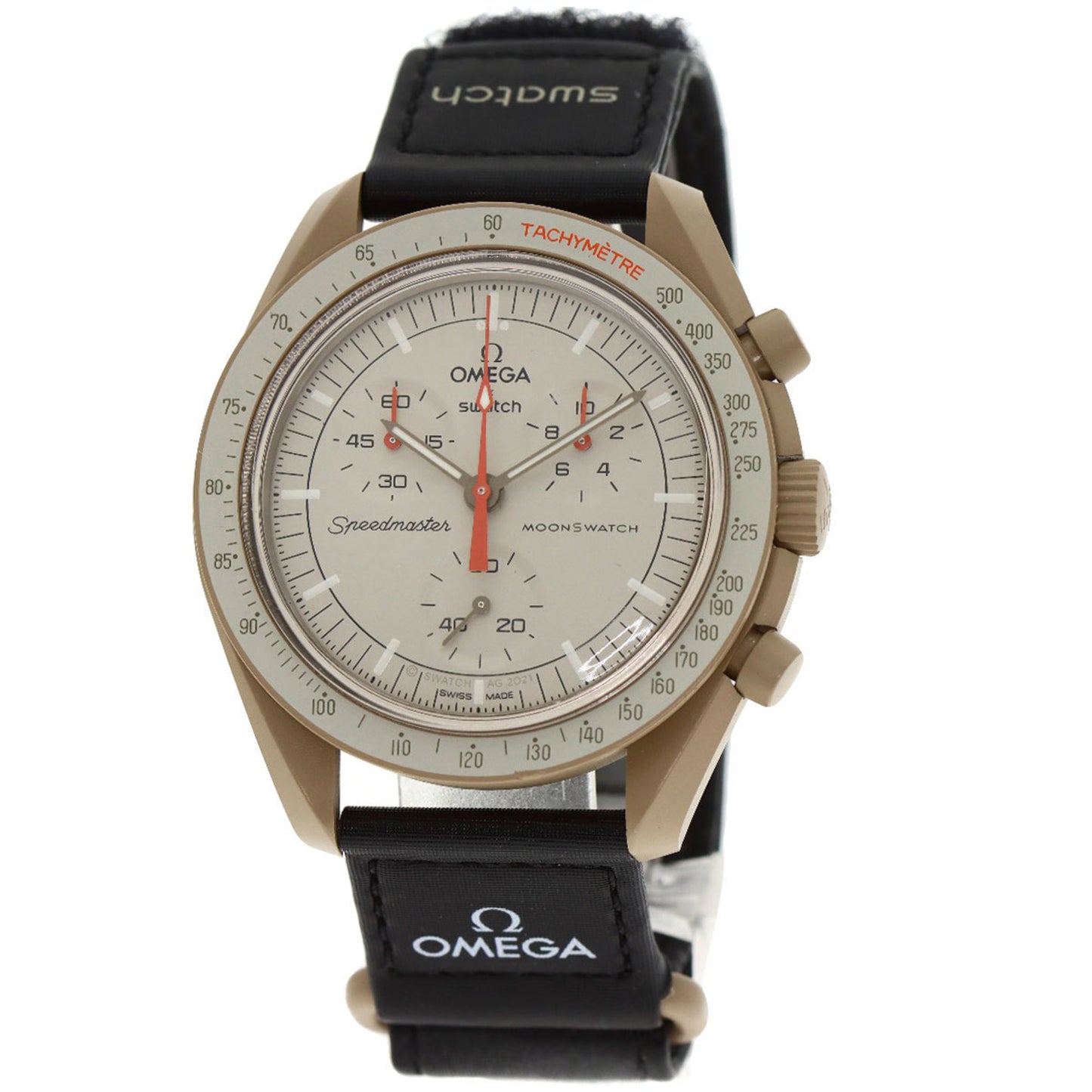Omega X Swatch S033C100 Mission To Jupiter Speedmaster Collaboration Watch Ceramic Nylon