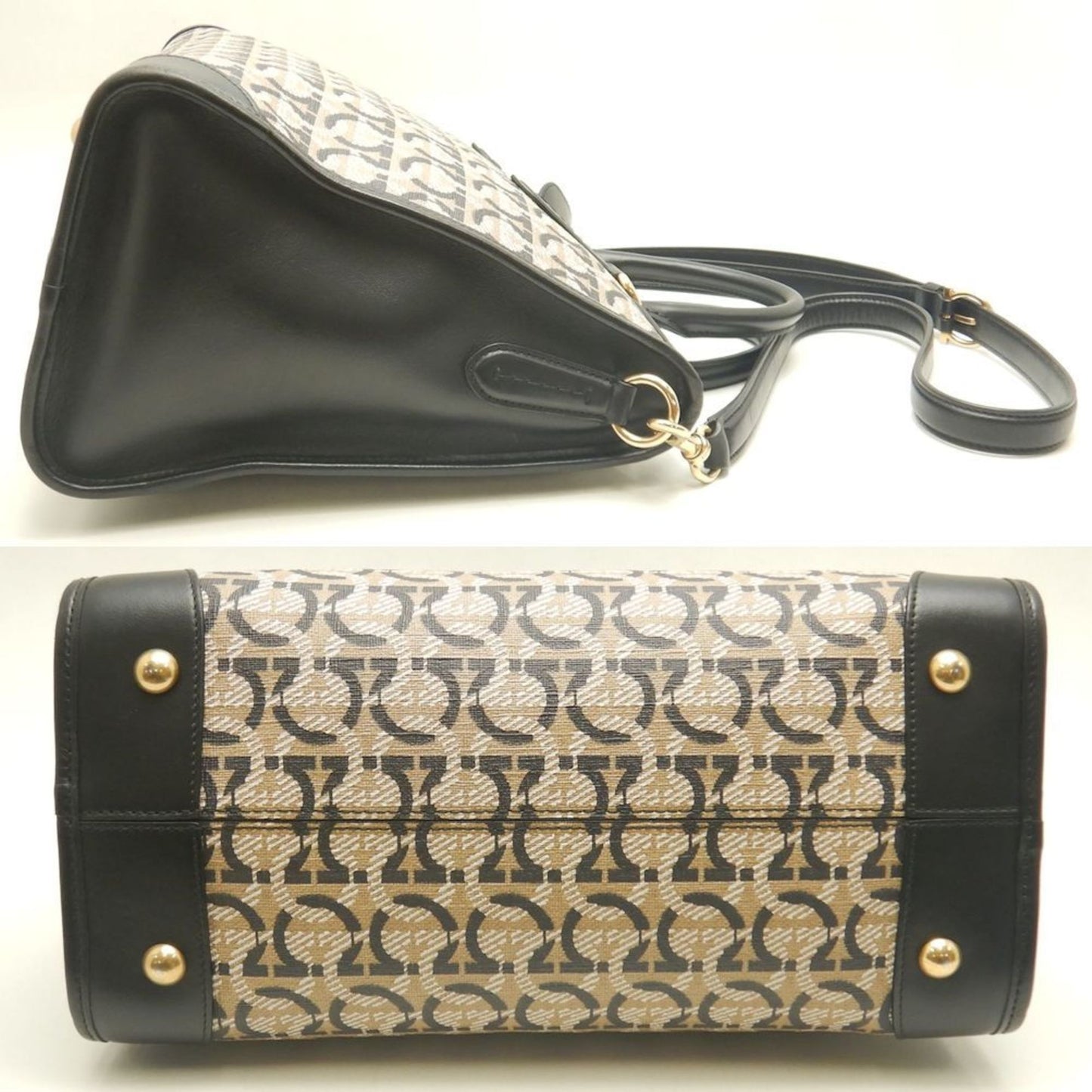 Salvatore Ferragamo Fz-21.1074 Gancini Handbag In Beige
