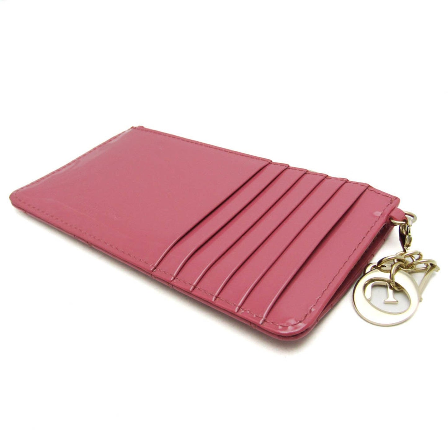 Christian Dior Lady Dior Cannage Coin Case S0478Ovrb Patent Leather Card Case Pink