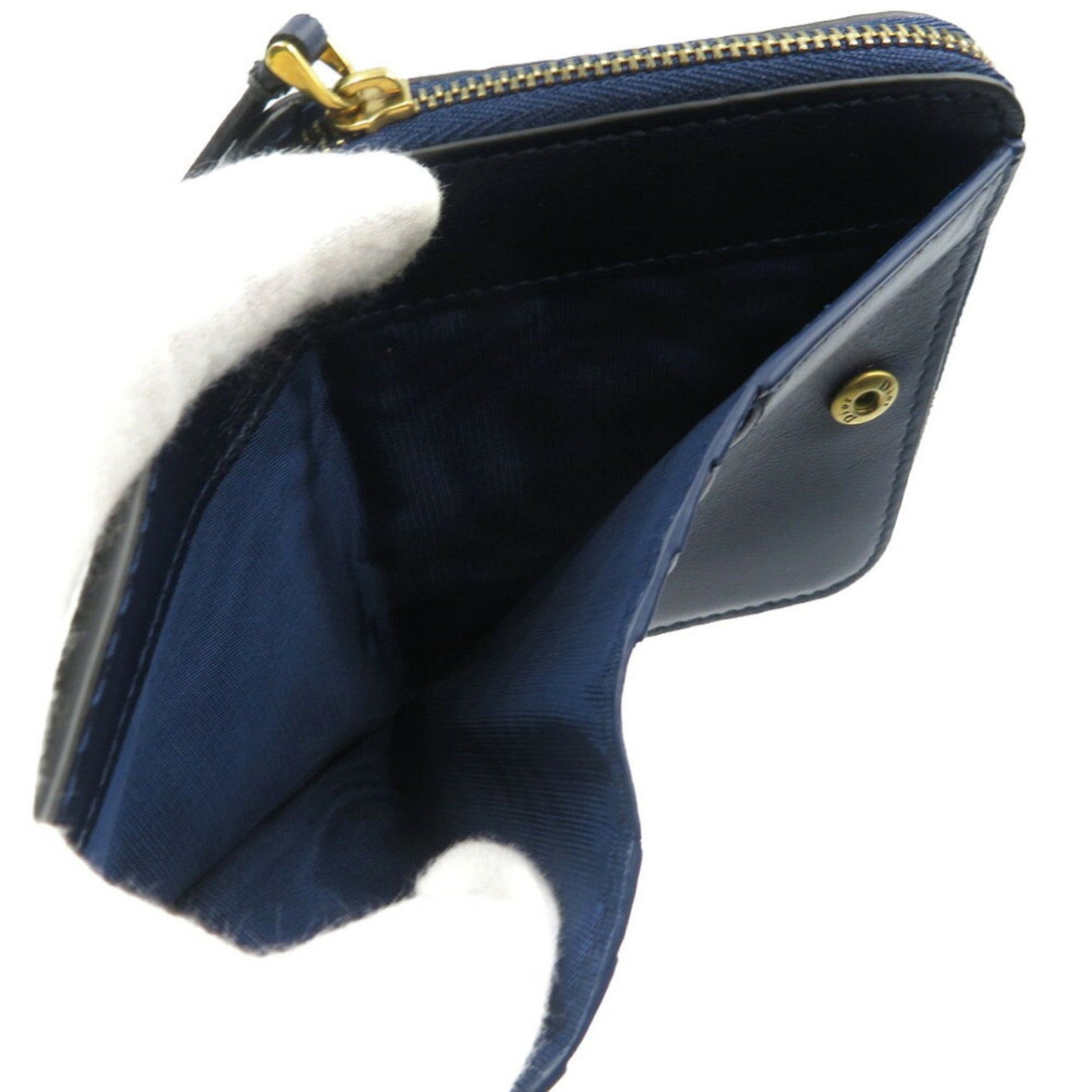 Christian Dior Bee Leather Navy Bi-Fold Wallet 1128
