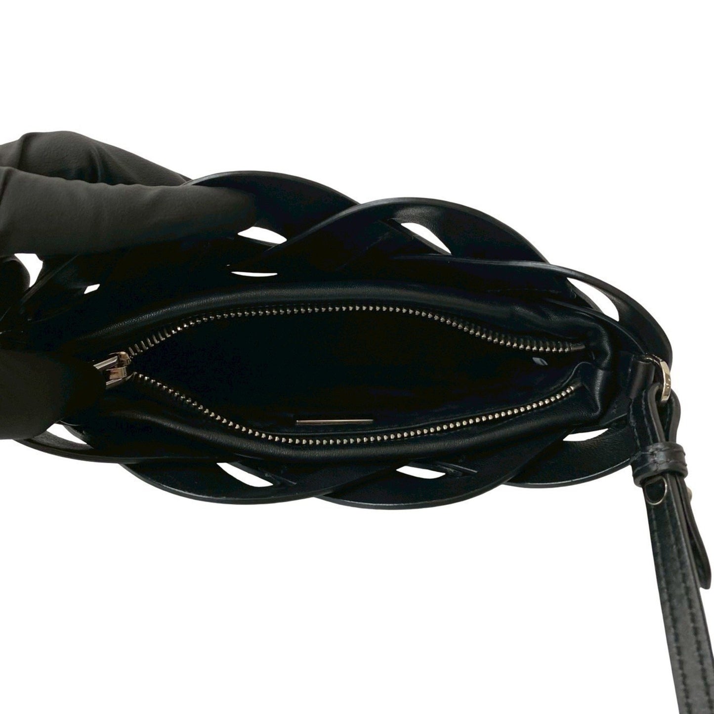Prada Prada Logo Vitello Intrecciato Leather Shoulder Bag/Pochette/Sacoche In Black 28364