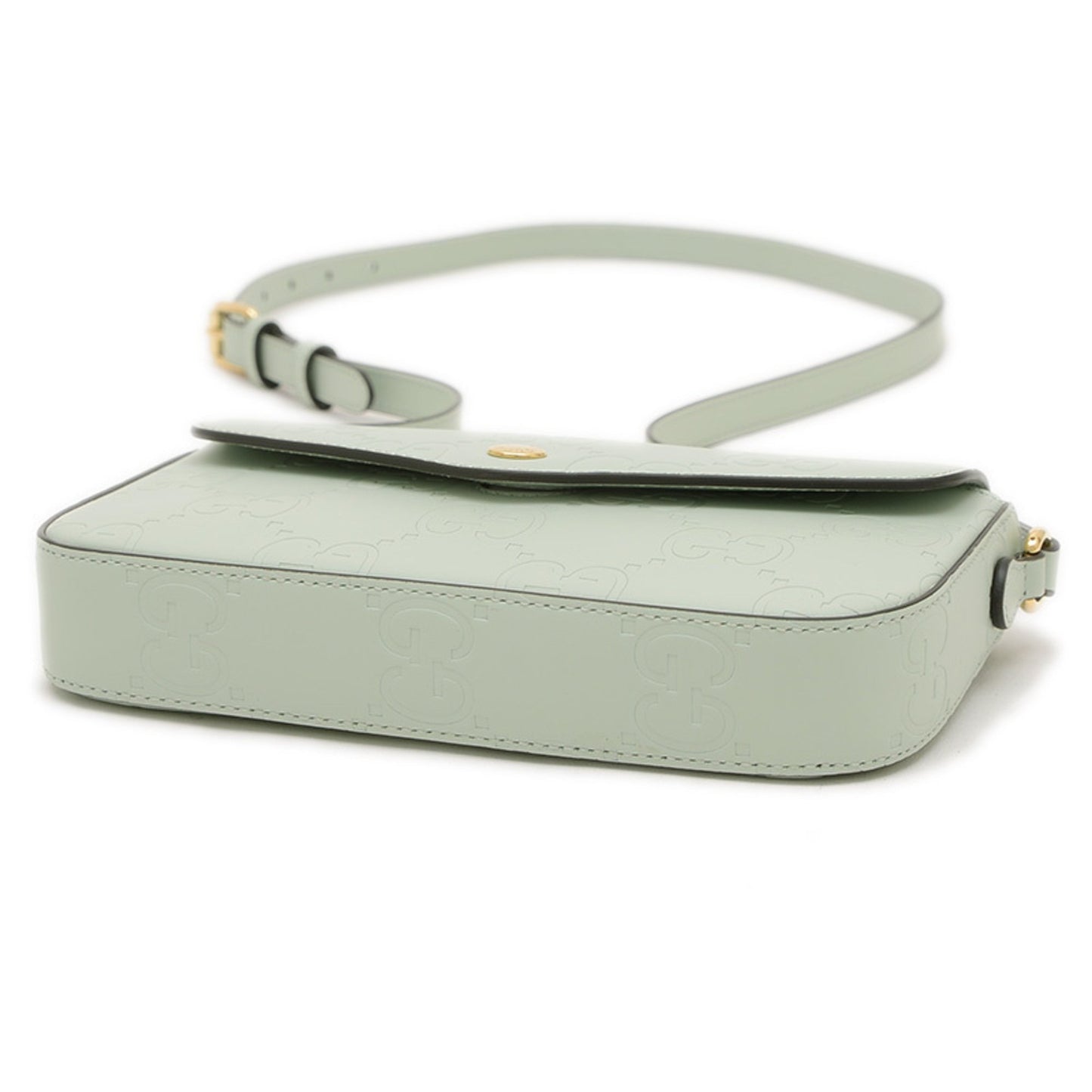 Gucci Gg Leather Super Mini Shoulder Bag Green 772794 Bp