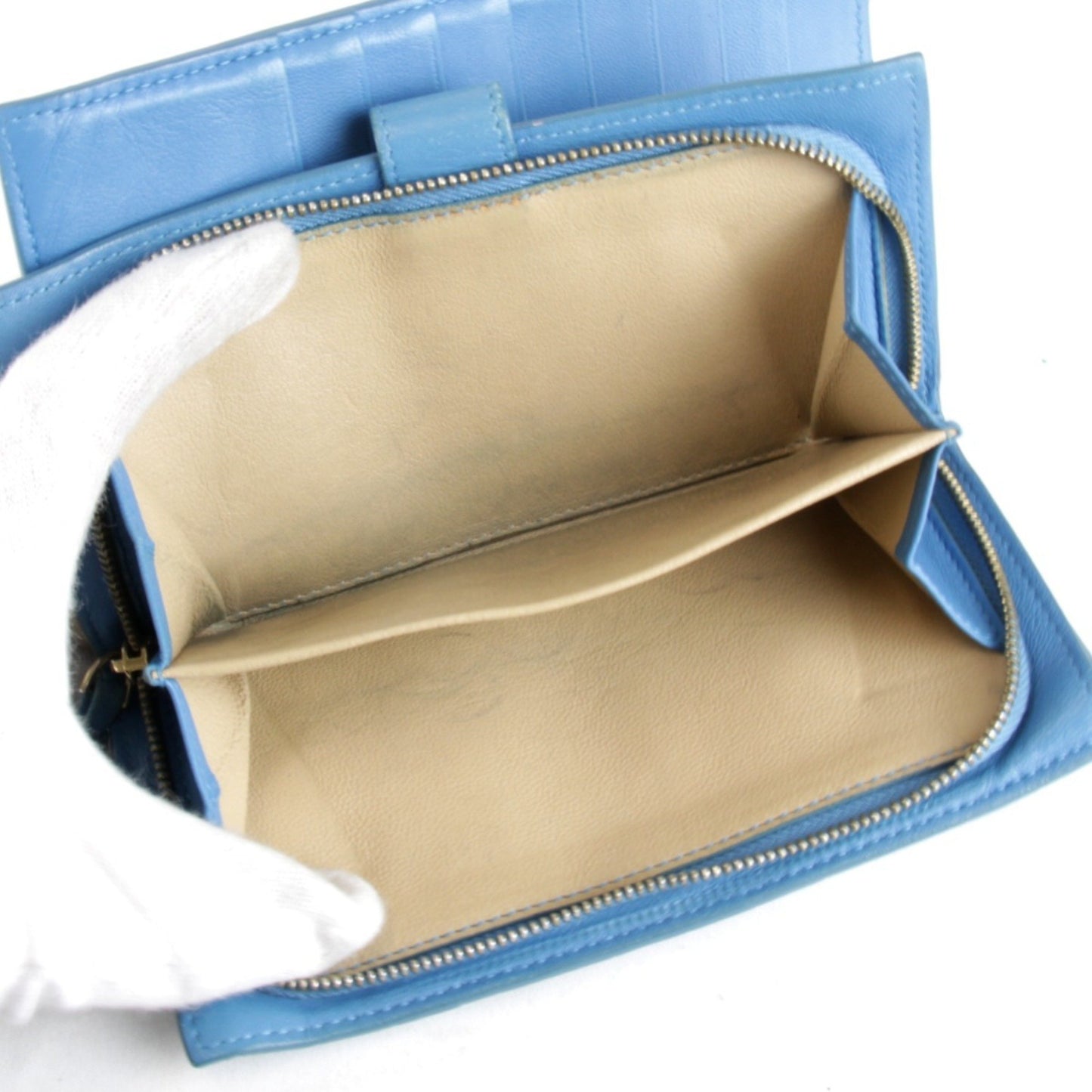 Bottegaveneta Bottega Veneta Intrecciato 114074 Bi-Fold Wallet Leather Blue