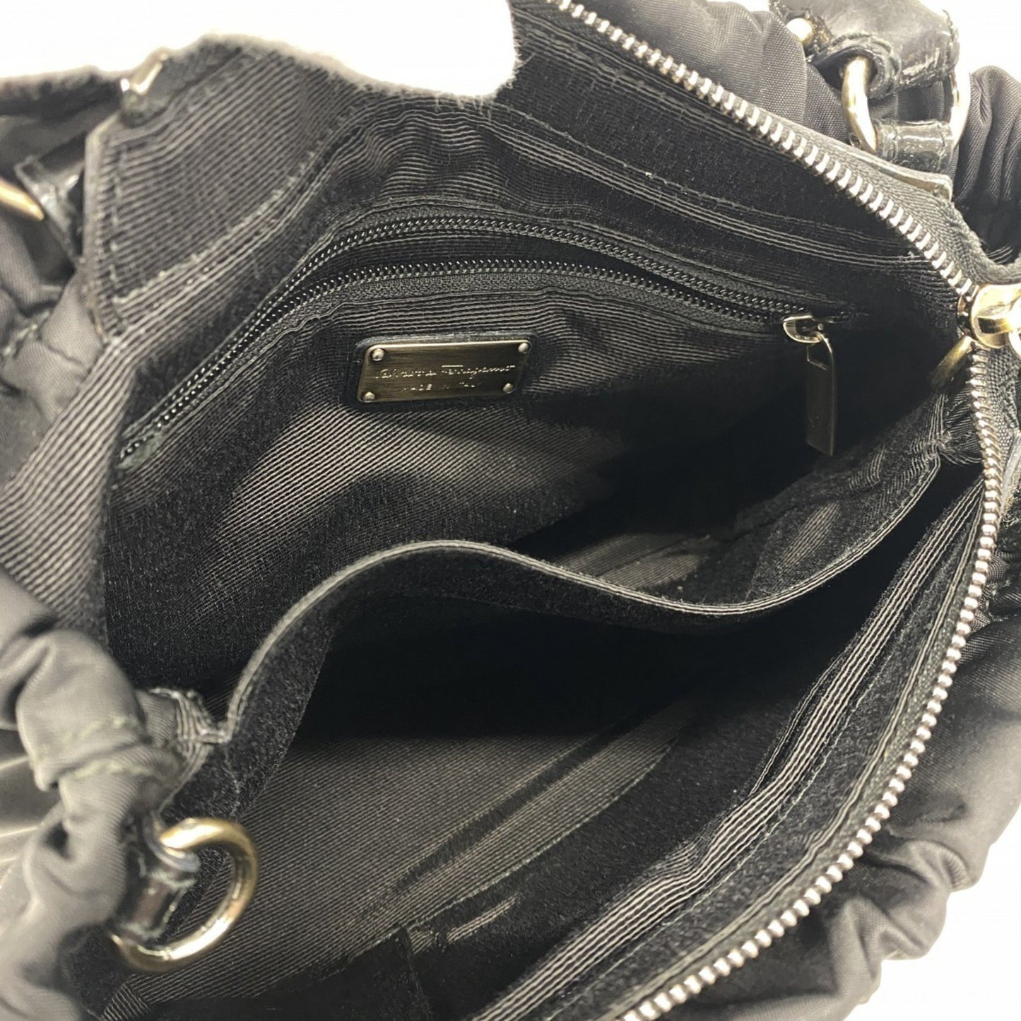 Salvatore Ferragamo Vara Nylon Handbag In Black