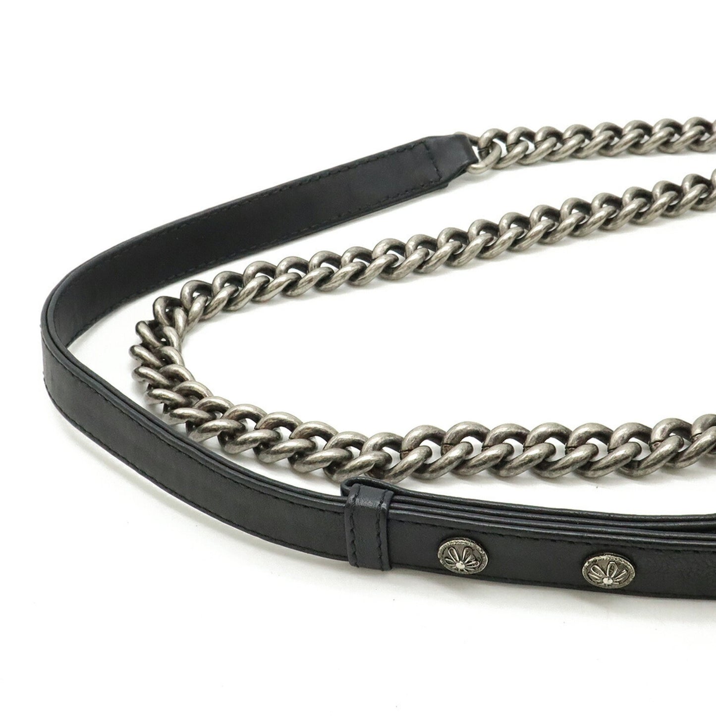Chanel Boy Chanel Coco Mark Chain Shoulder Bag Leather Black