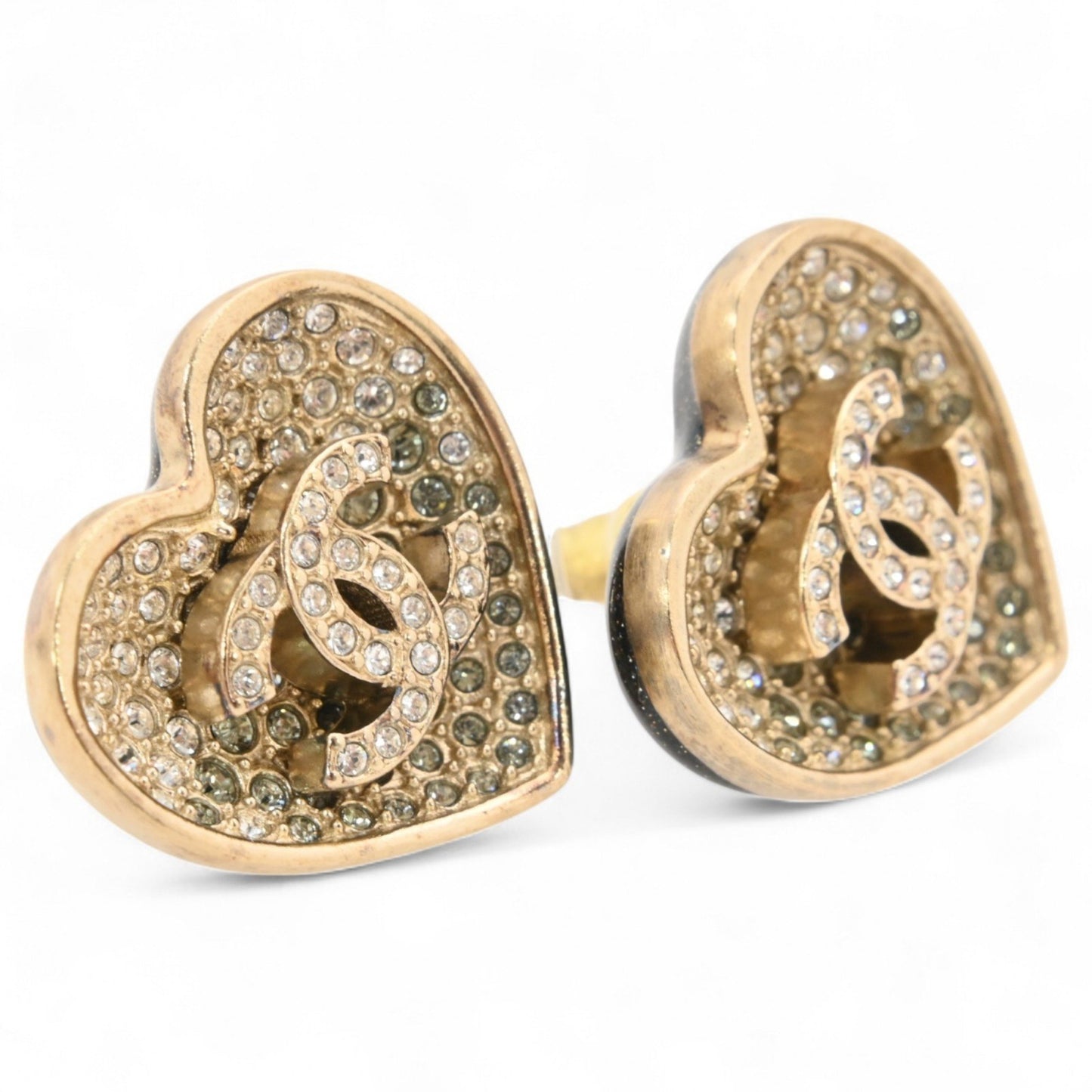 Chanel Coco Mark Earrings In Black Gold