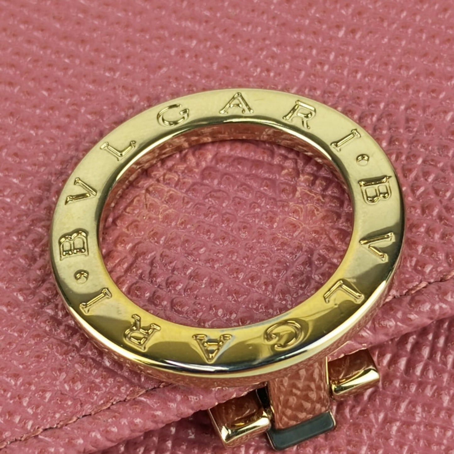 Bvlgari Tri-Fold Wallet 291021 Blush Quartz Pink Calf Leather Compact Clip