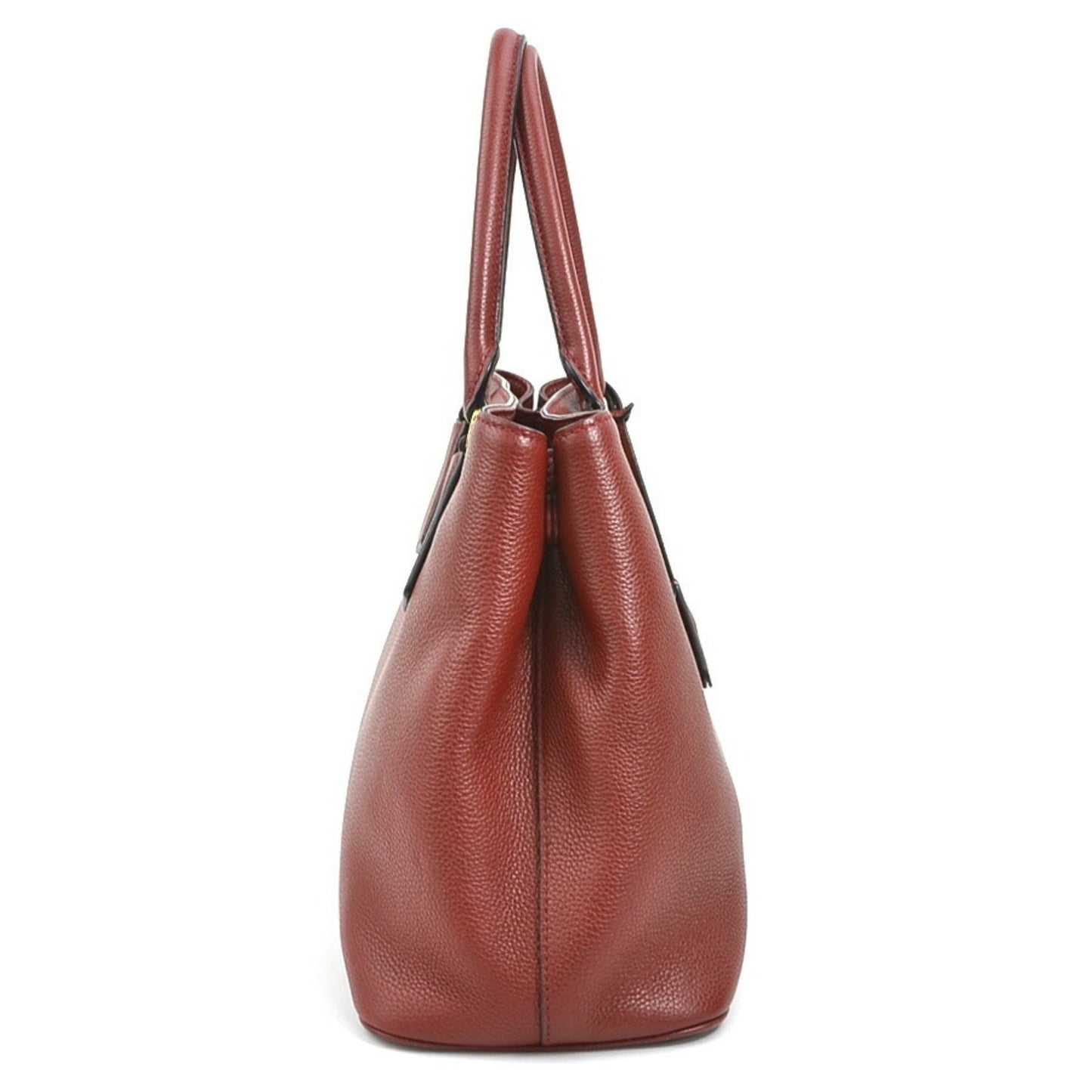 Prada Handbag Leather Dark Red Gold
