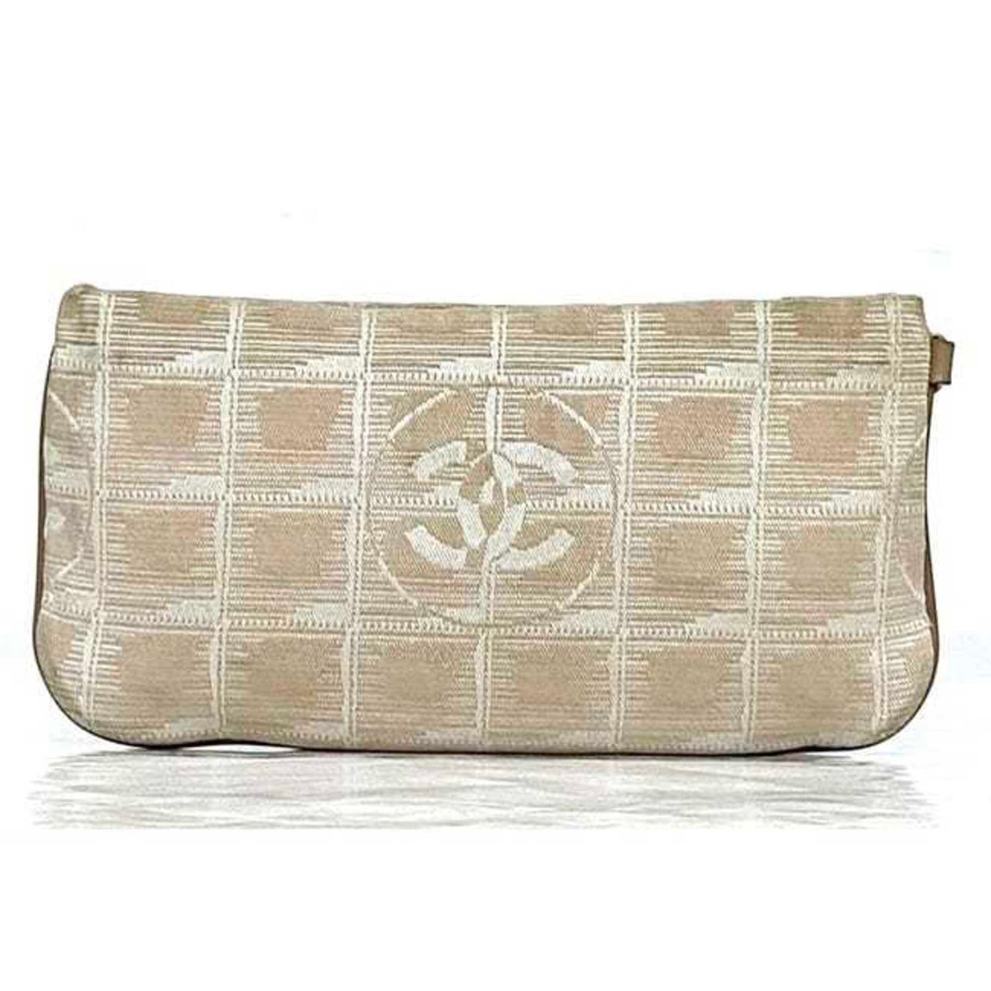 Chanel Pouch Ec-22567 Beige New Travel Line Nylon Leather 9068273 Chanel Coco Mark