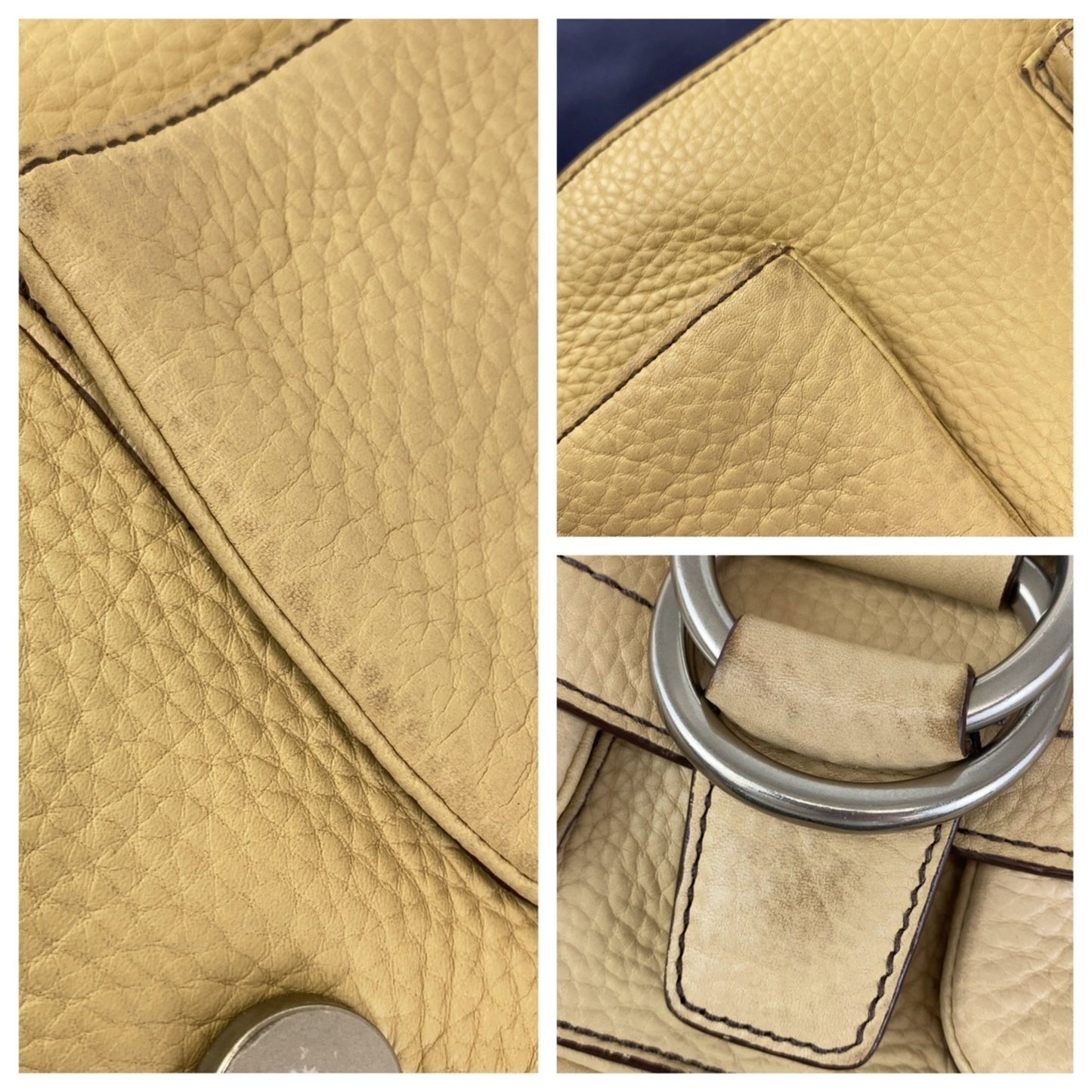 Coach Beige Brown Silver Hardware Leather Shoulder Bag