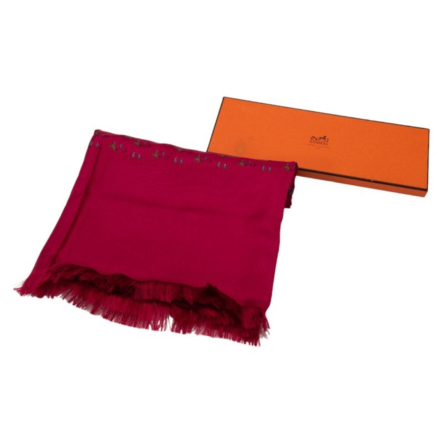 Hermes Margiela Period Scarf Wine Red Multicolor Silk