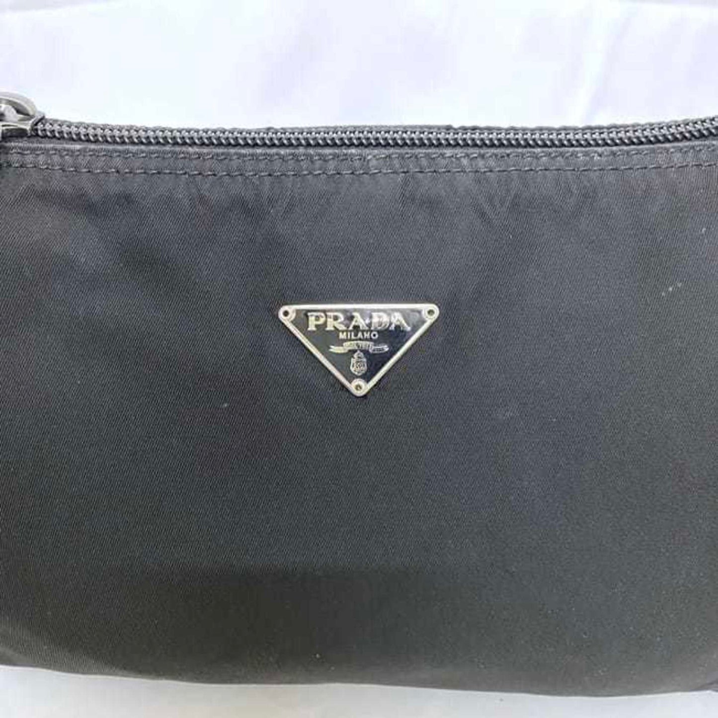 Prada Pouch Ec-22538 Black Nero Vela Mv11 Nylon 85 Prada Triangle Plate