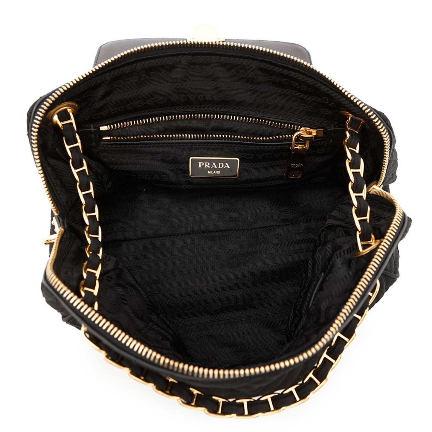 Prada Chain Shoulder Bag Quilted Nylon Br4965 Prada Black
