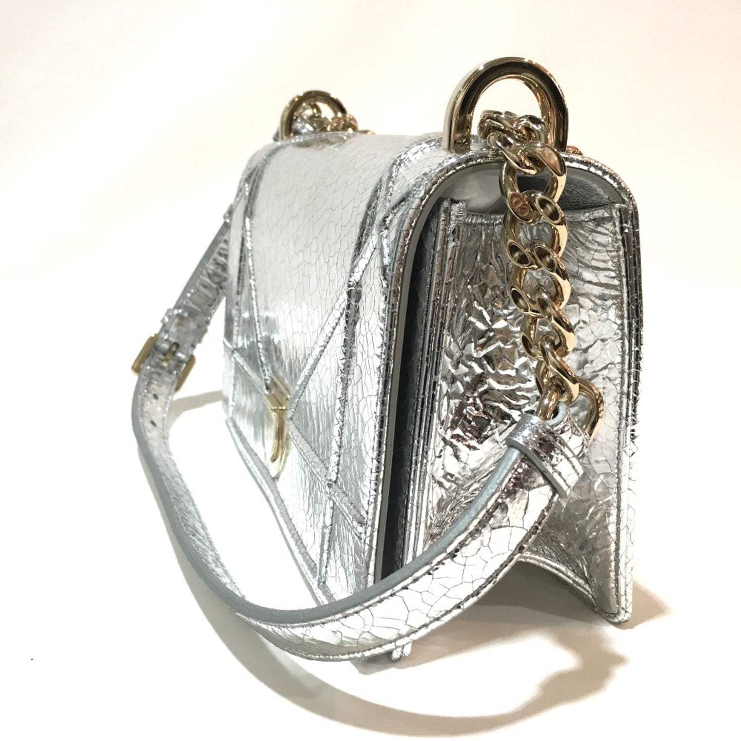 Christian Dior Small Flap Bag Bag Chain Shoulder Shoulder Bag Silver Goldhardware