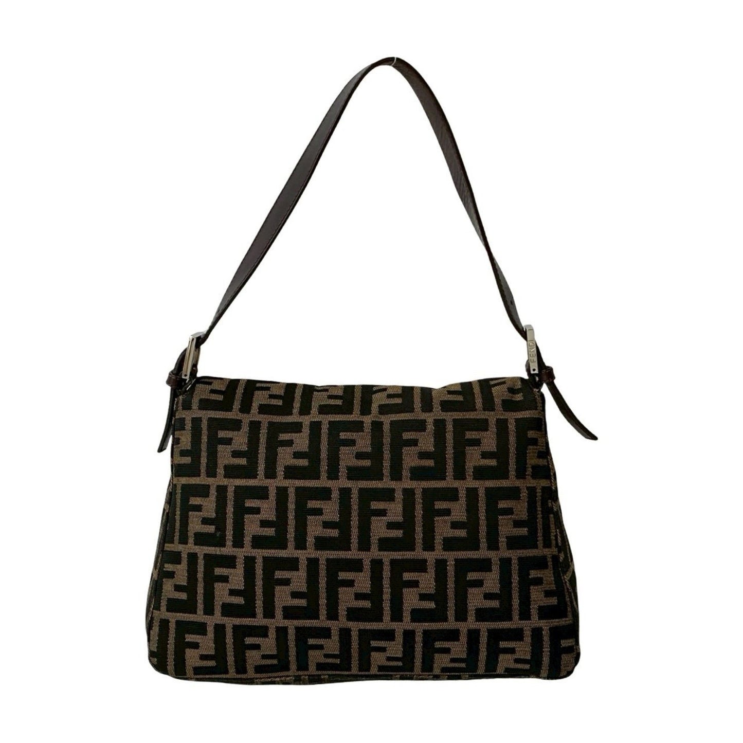 Fendi Mamma Bucket Zucca Ff Pattern Leather Canvas Semi-One Shoulder Bag Brown Black 38275