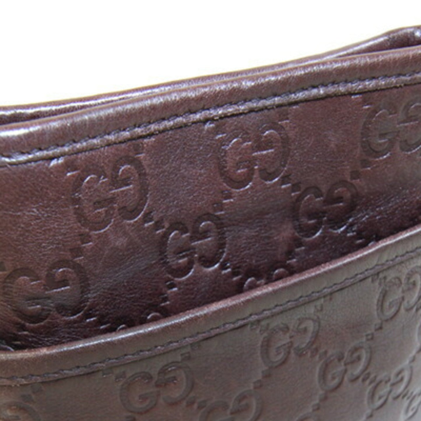 Gucci Shoulder Bag Guccissima 141863 Dark Brown Leather Pochette Crossbody Gg
