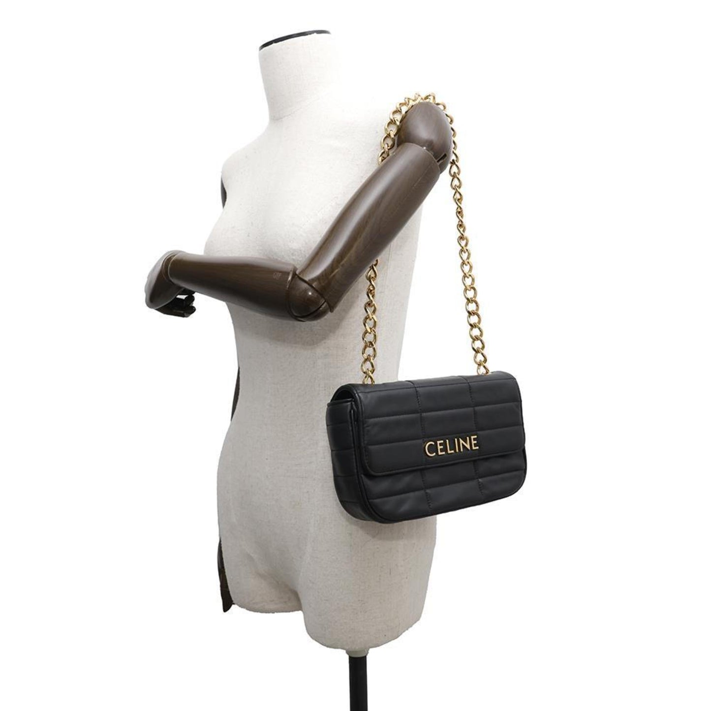 Celine Chain Shoulder Bag Monochrome 111273Epz Black