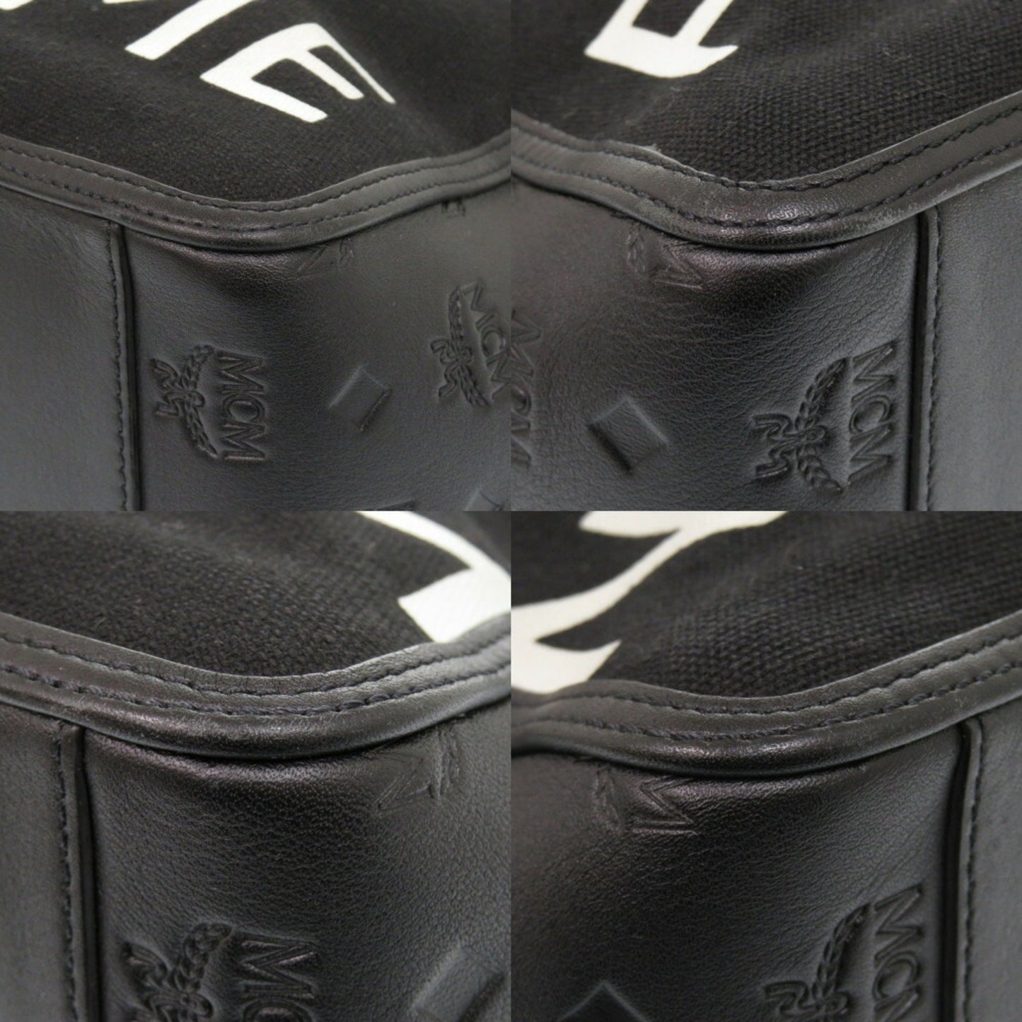 Mcm Phenomenon+Mcm Canvas/Leather Black Tote Bag 0382Mcm