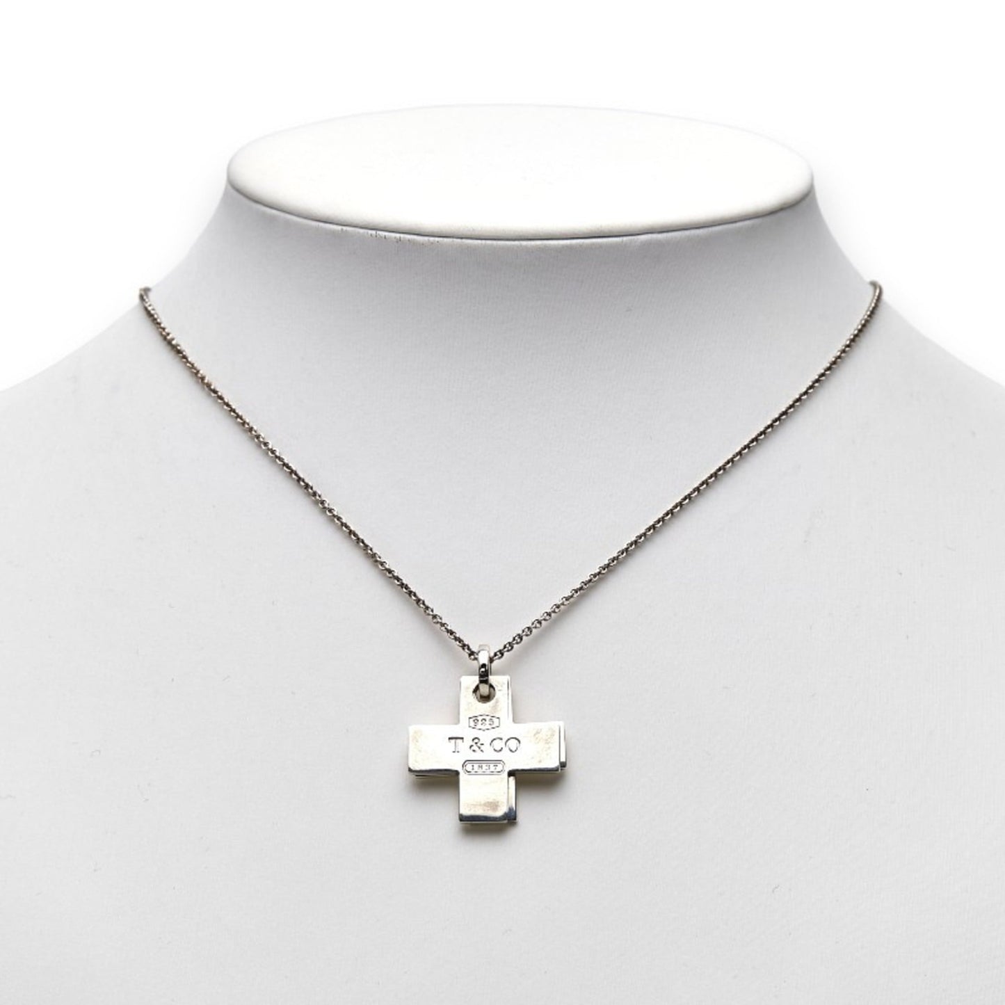 Tiffany & Co. Double Cross Pendant Necklace In 925 Sterling Silver