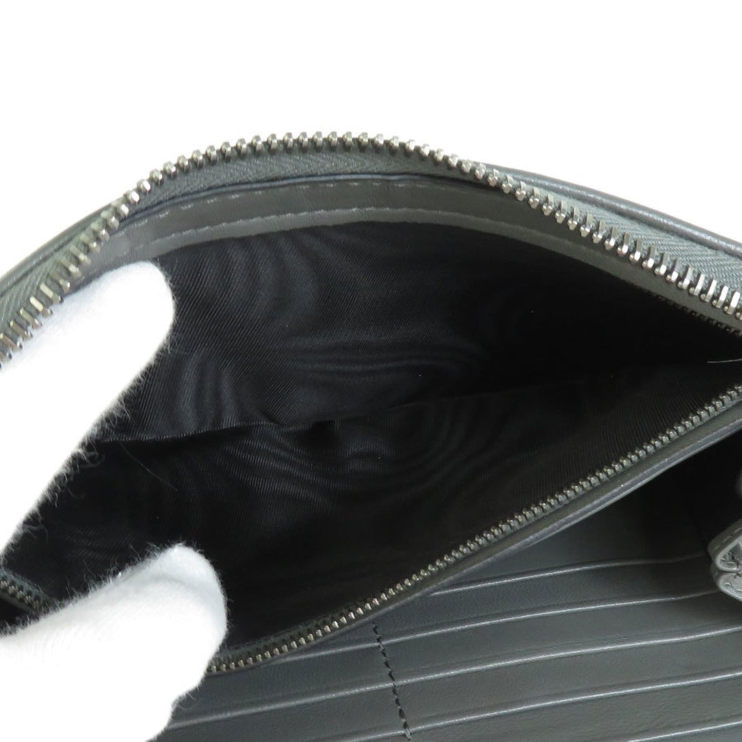 Bottega Veneta Bottegaveneta Round Zipper Long Wallet Intrecciato Leather Gray